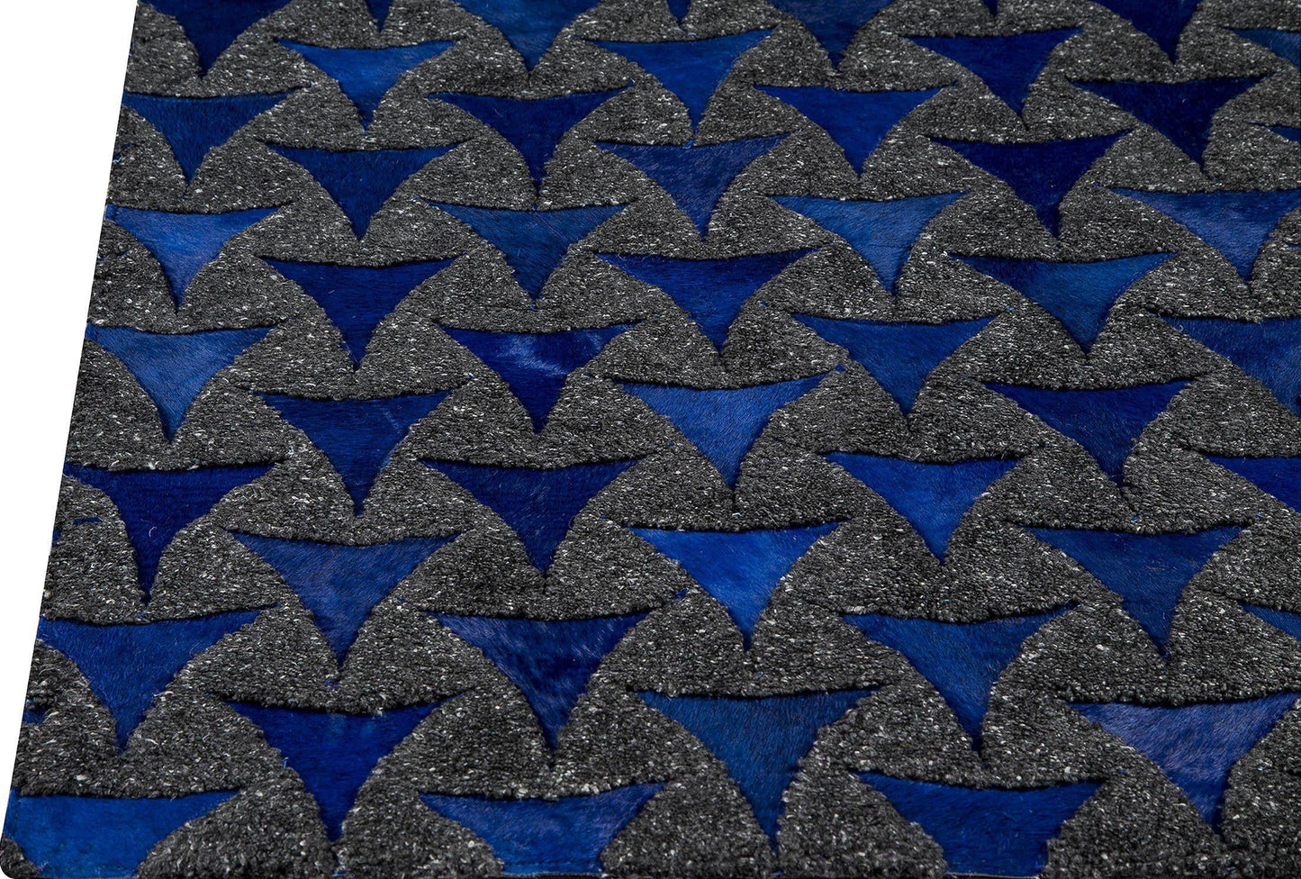 Luxury Geometric Contemporary Handmade Leather Tufted Rio Adhara Blue/Indigo Area Rug Carpet