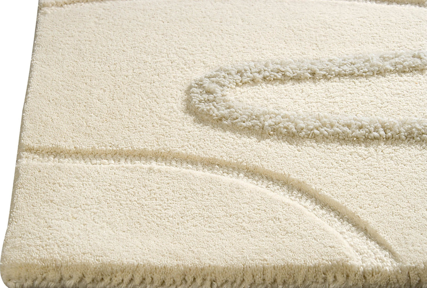 Contemporary Abstract High-Low Hand Tufted Blanc Agra White Area Rug Carpet