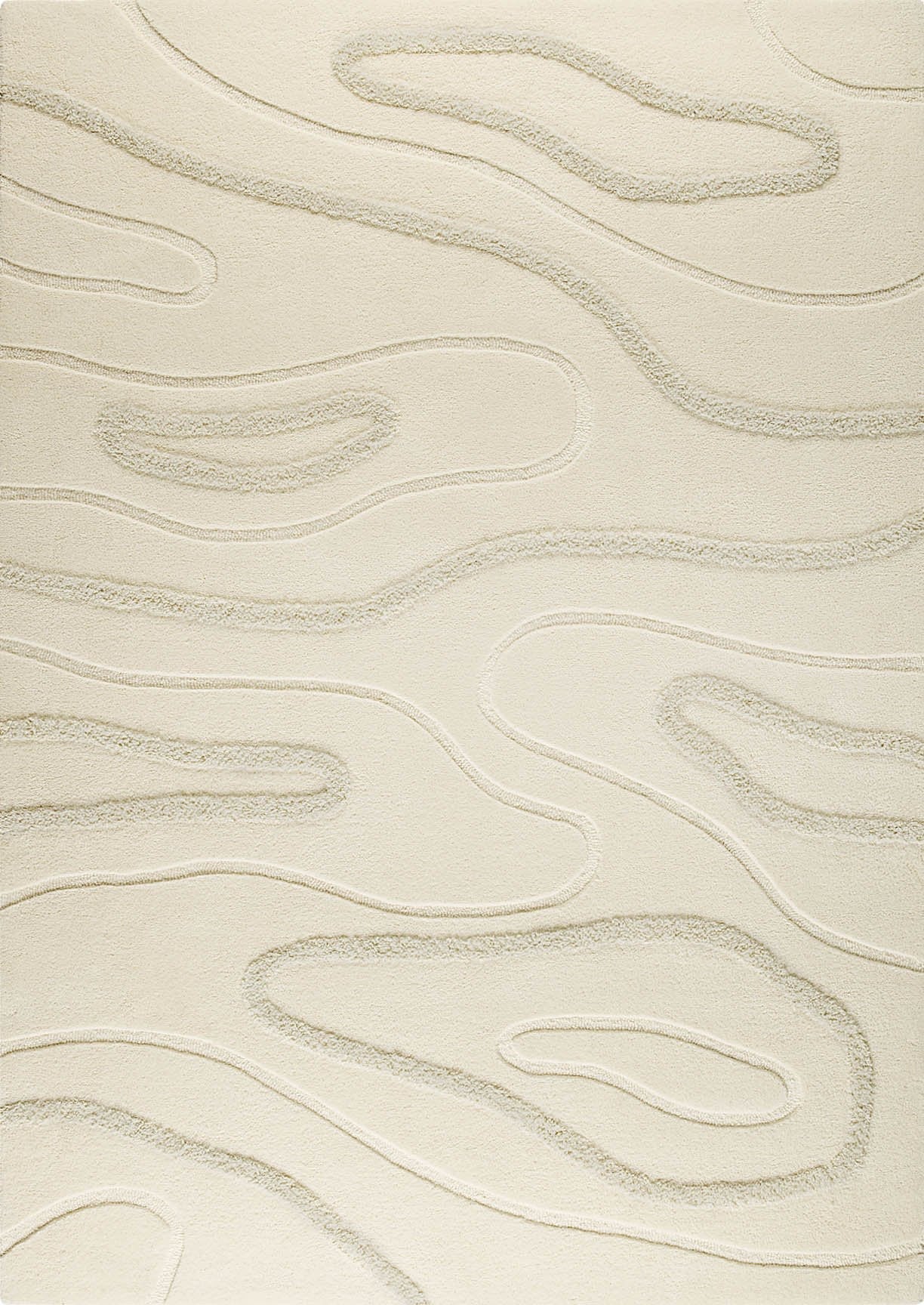 Contemporary Abstract High-Low Hand Tufted Blanc Agra White Area Rug Carpet