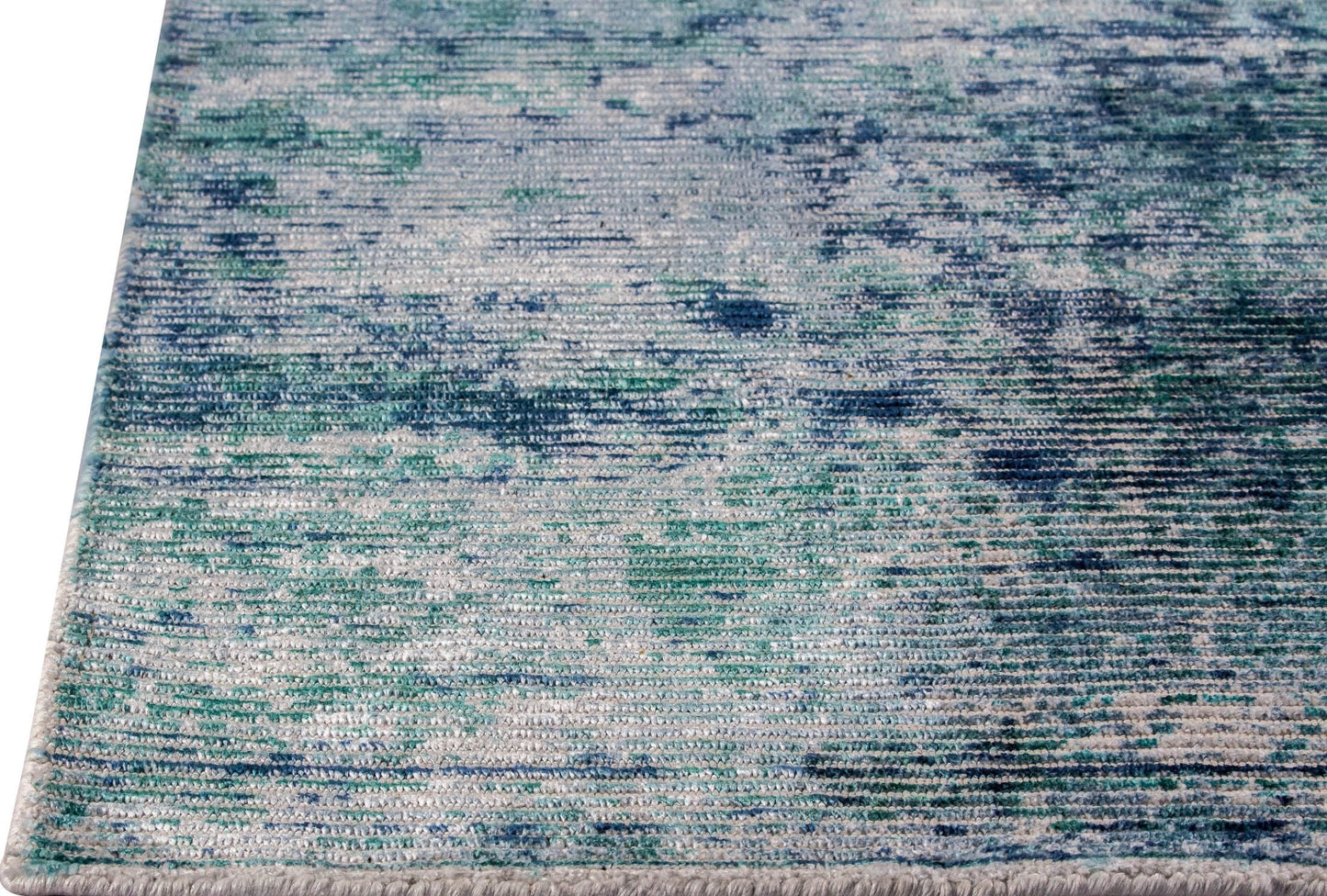 Silky Contemporary Texture Shah Akron Aqua/Blue Area Rug Carpet