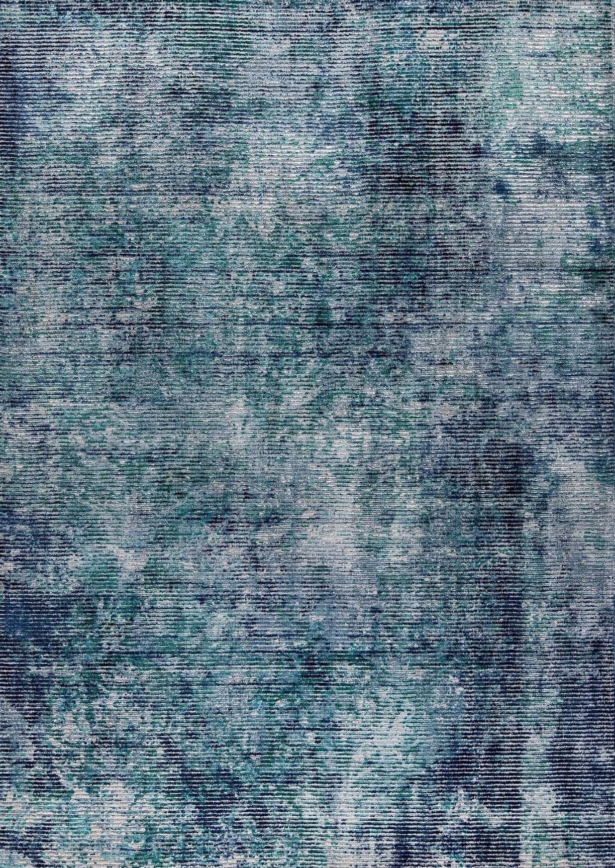 Silky Contemporary Texture Shah Akron Aqua/Blue Area Rug Carpet