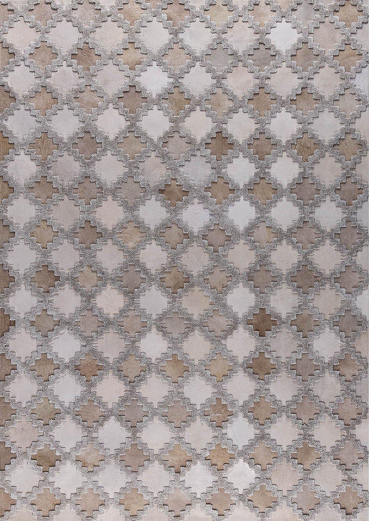 Luxury Geometric Contemporary Handmade Leather Tufted Rio Alcor Beige/Brown Area Rug Carpet