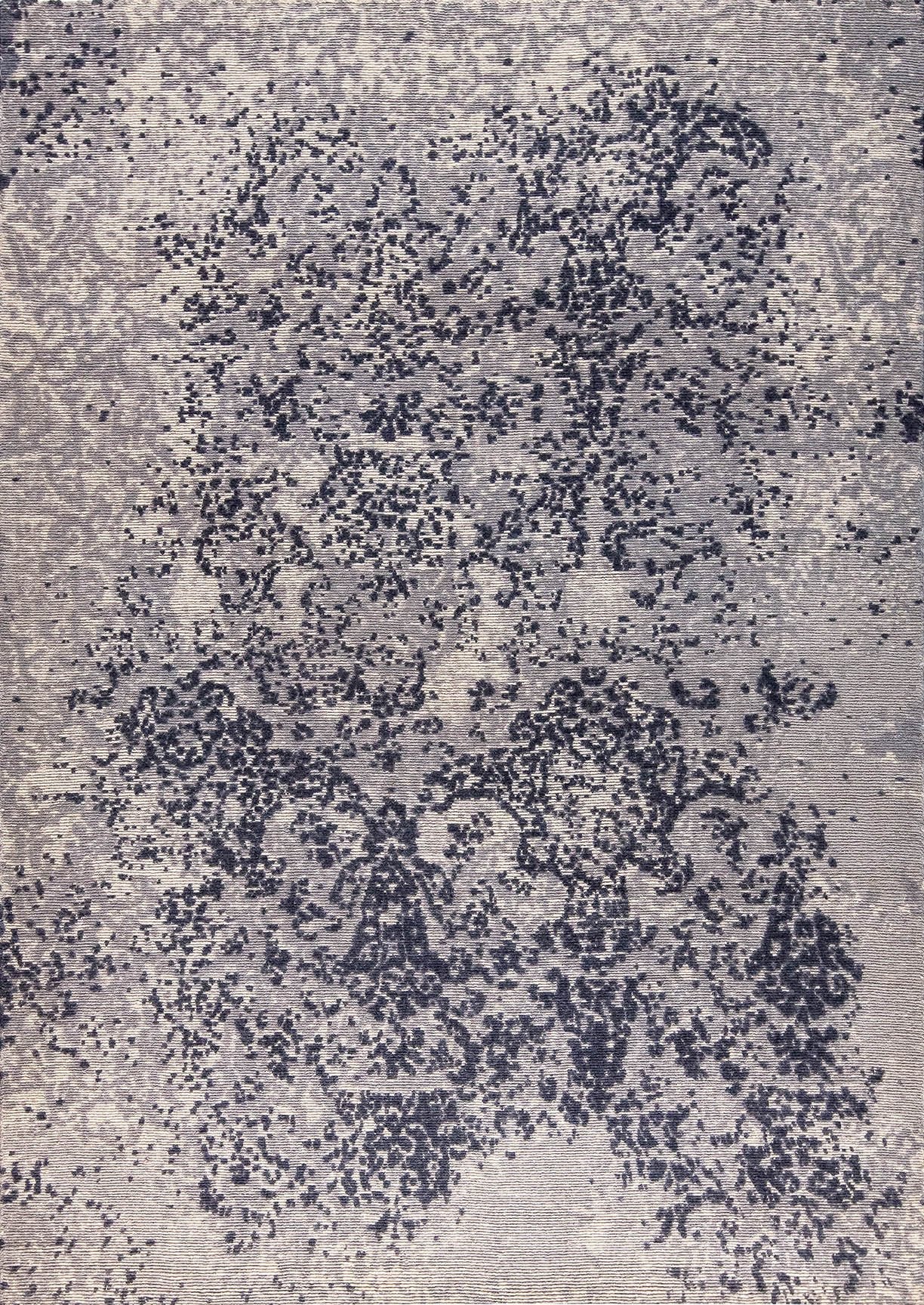 Contemporary Abstract Floral Nile Arvada Grey Wool Area Rug Carpet
