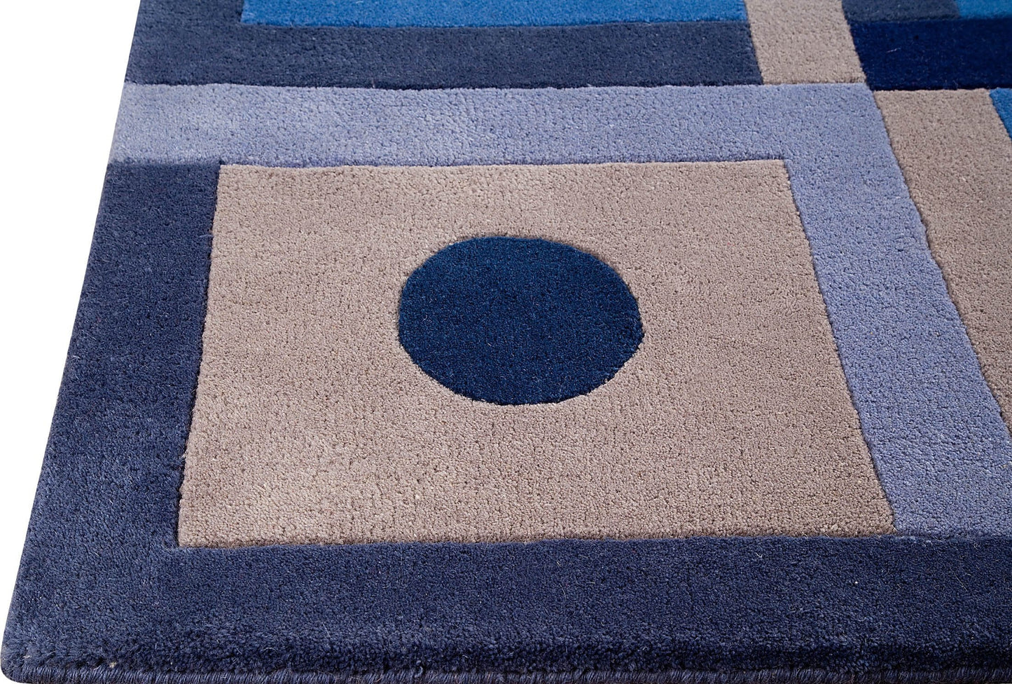 Hand-Tufted Geometric Plat Vinson Berlin Blue Area Rug Carpet