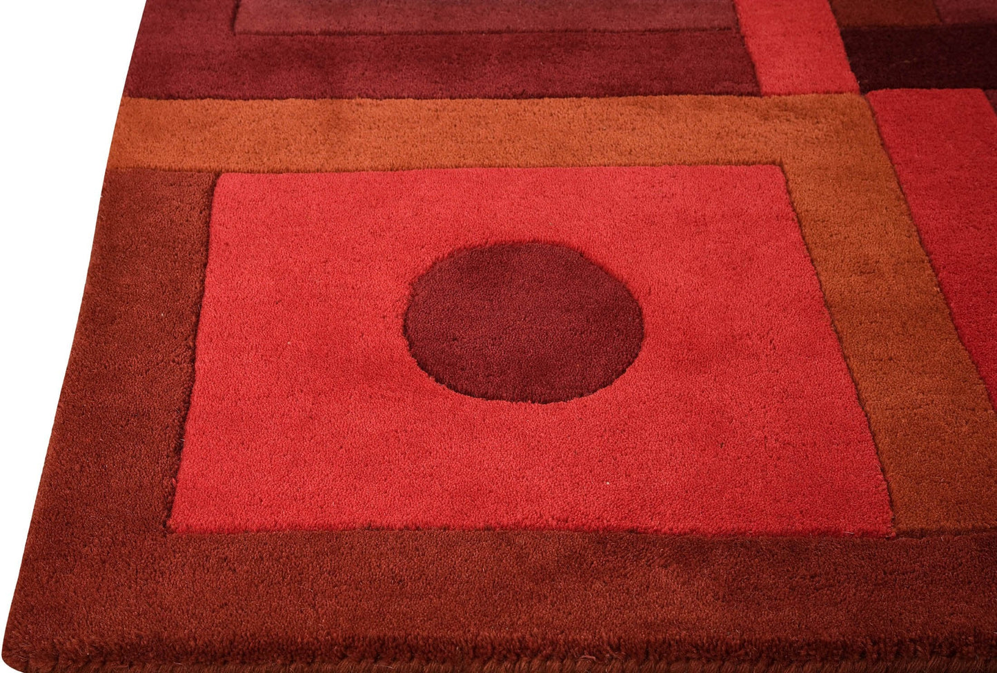 Hand-Tufted Geometric Plat Vinson Berlin Red Area Rug Carpet