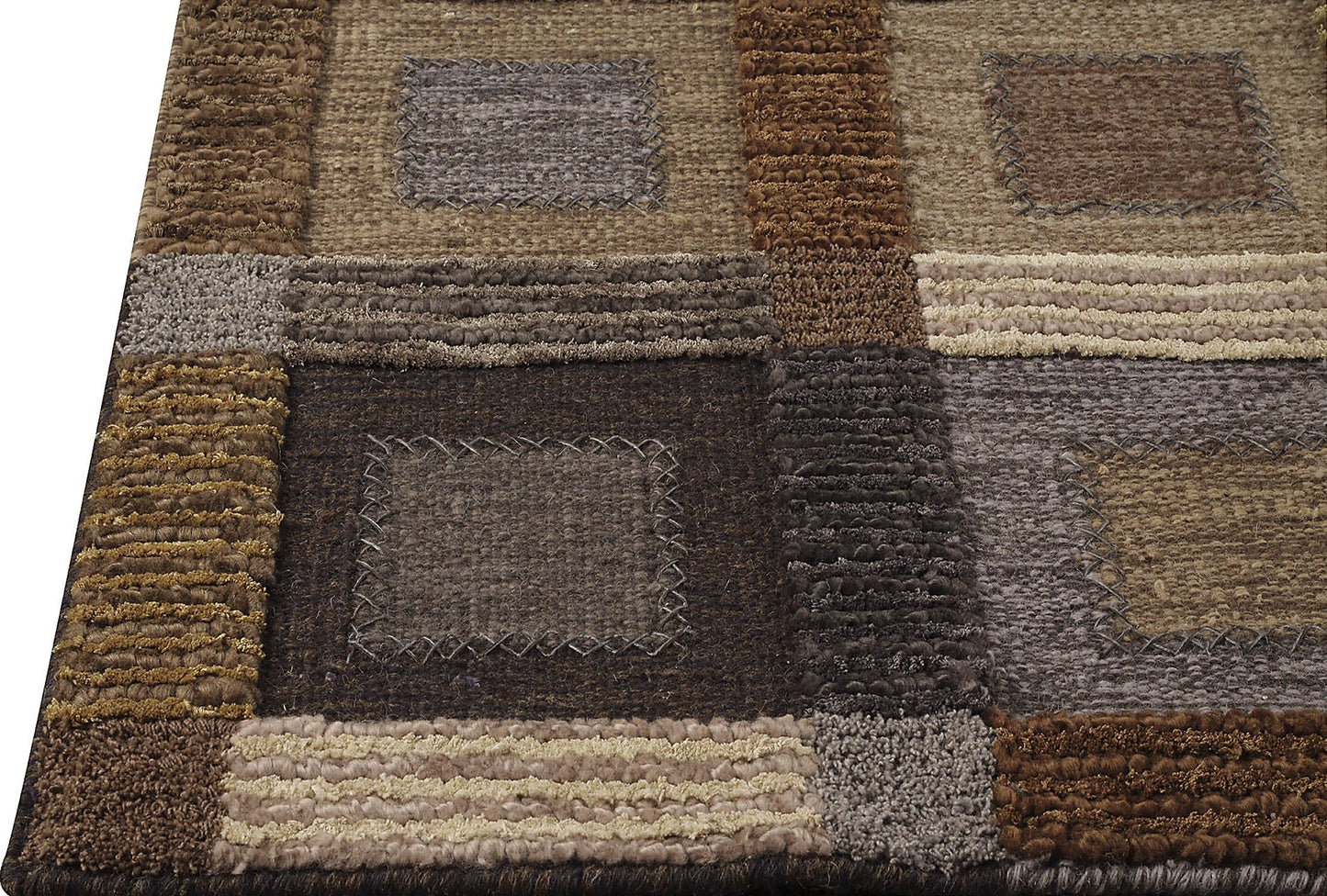 Hand Woven Colorful Geometric Surface Big Box Grey Area Rug Carpet