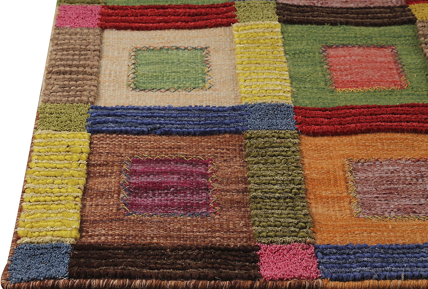 Hand Woven Colorful Geometric Surface Big Box Multi Area Rug Carpet