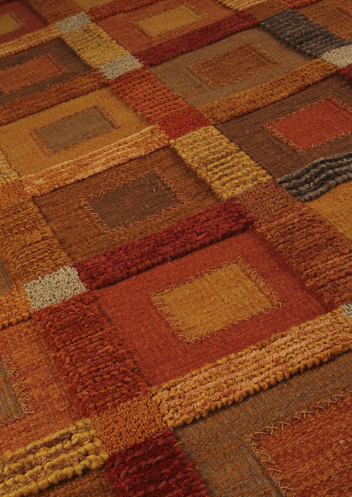 Hand Woven Colorful Geometric Surface Big Box Orange Area Rug Carpet