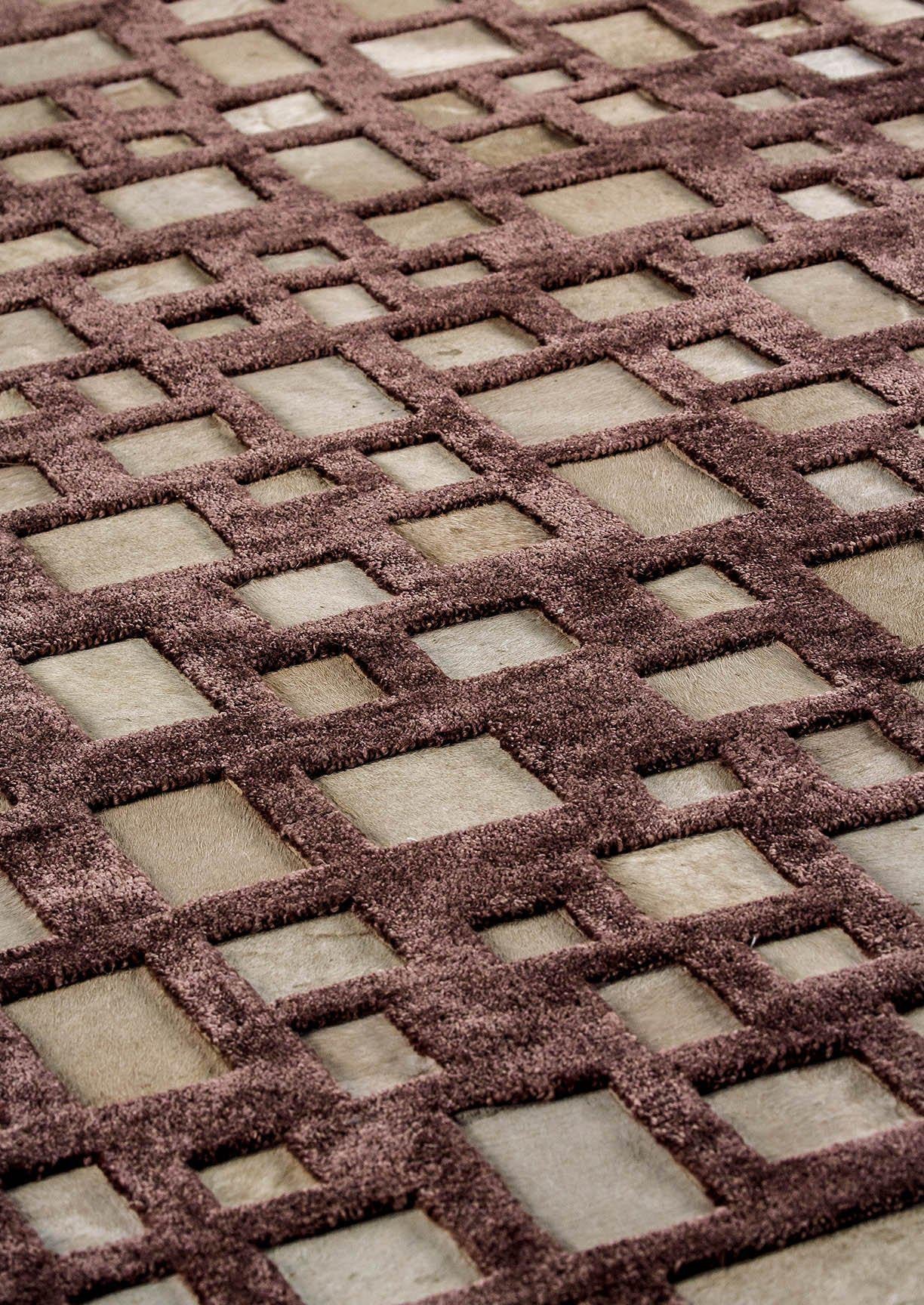 Luxury Abstract Geometric Contemporary Handmade Leather Tufted Rio Capella Beige/Brown Area Rug Carpet,safari area rug