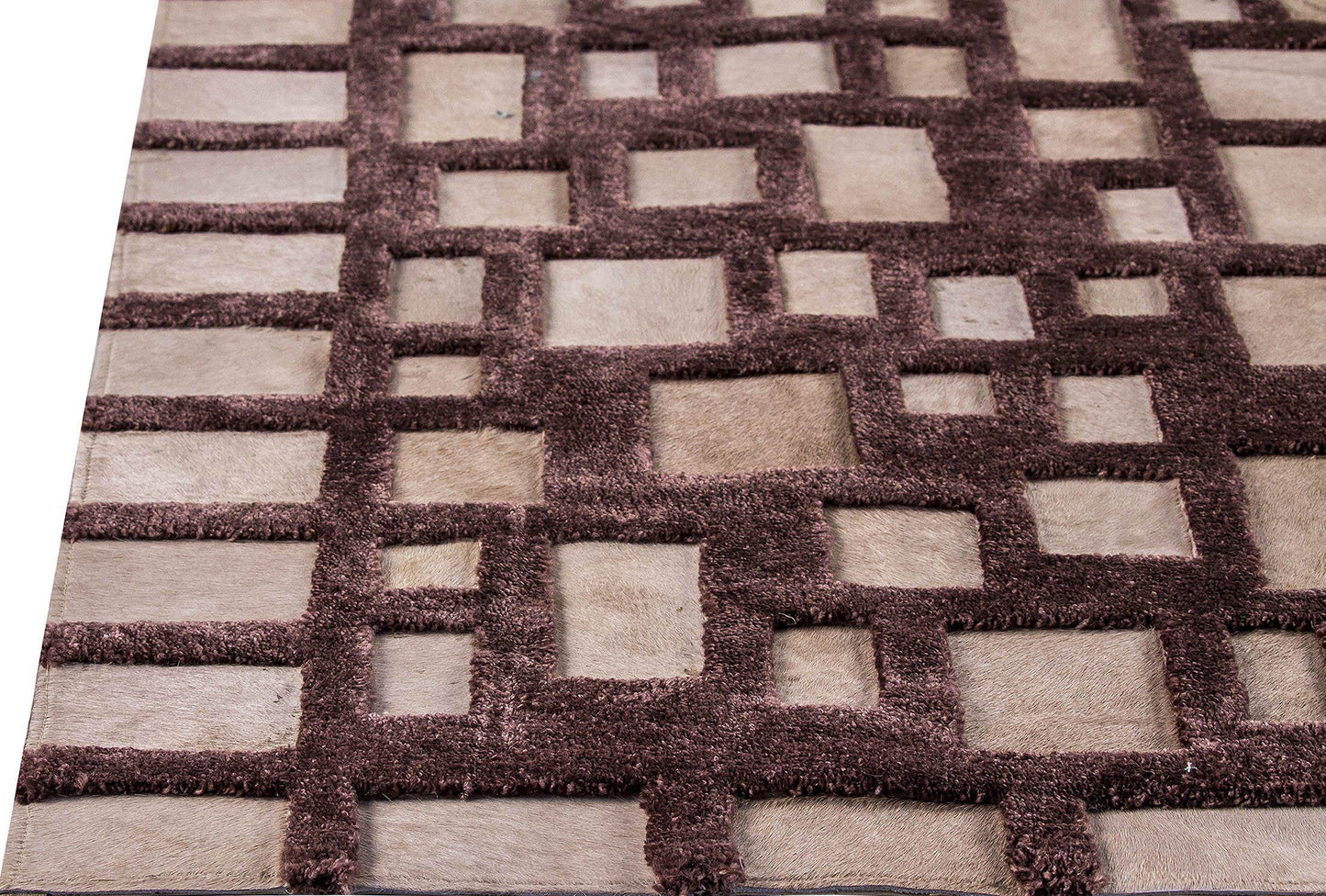 Luxury Abstract Geometric Contemporary Handmade Leather Tufted Rio Capella Beige/Brown Area Rug Carpet,safari area rug