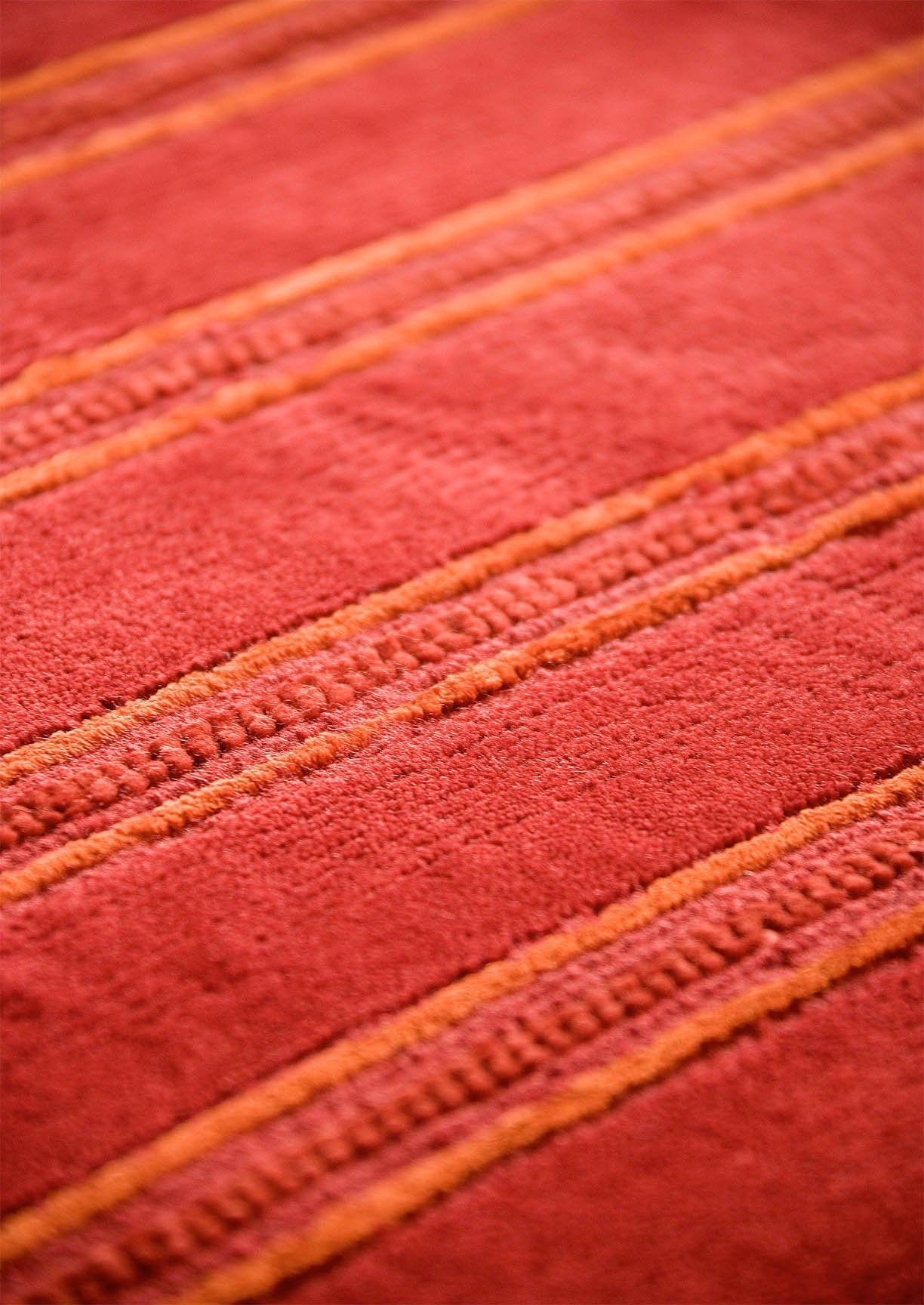 Hand Knotted Striated Pico Chicago Red Area Rug Carpet