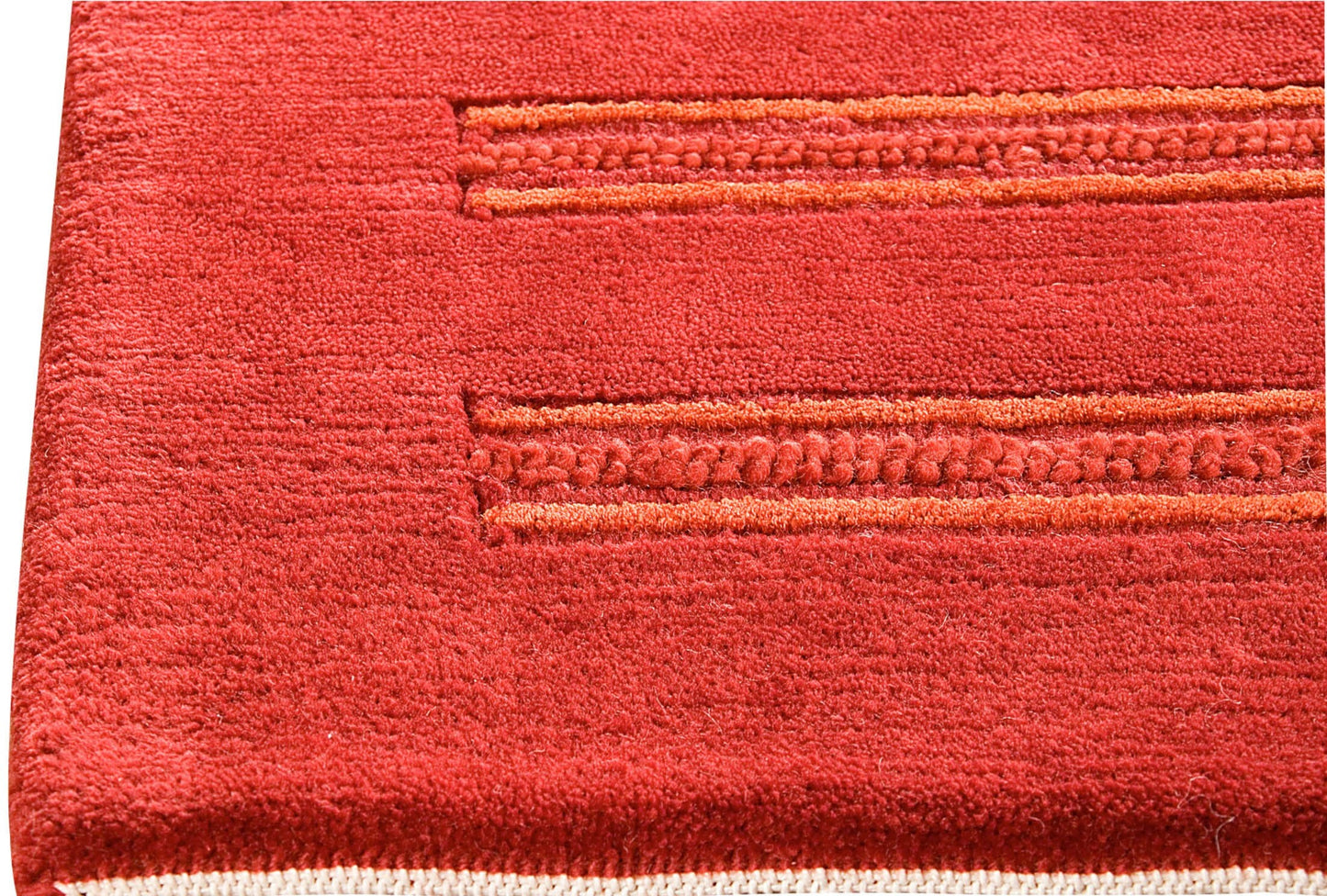 Hand Knotted Striated Pico Chicago Red Area Rug Carpet