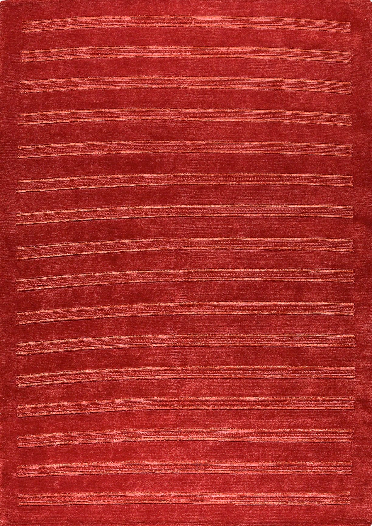 Hand Knotted Striated Pico Chicago Red Area Rug Carpet