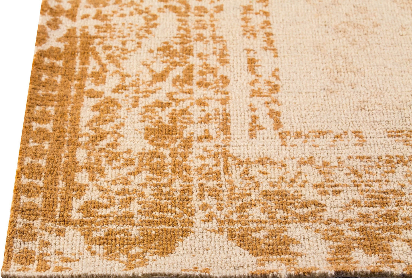 Modern Contemporary Geometric Abstract Border Mariam Corona Rust Wool Area Rug Carpet