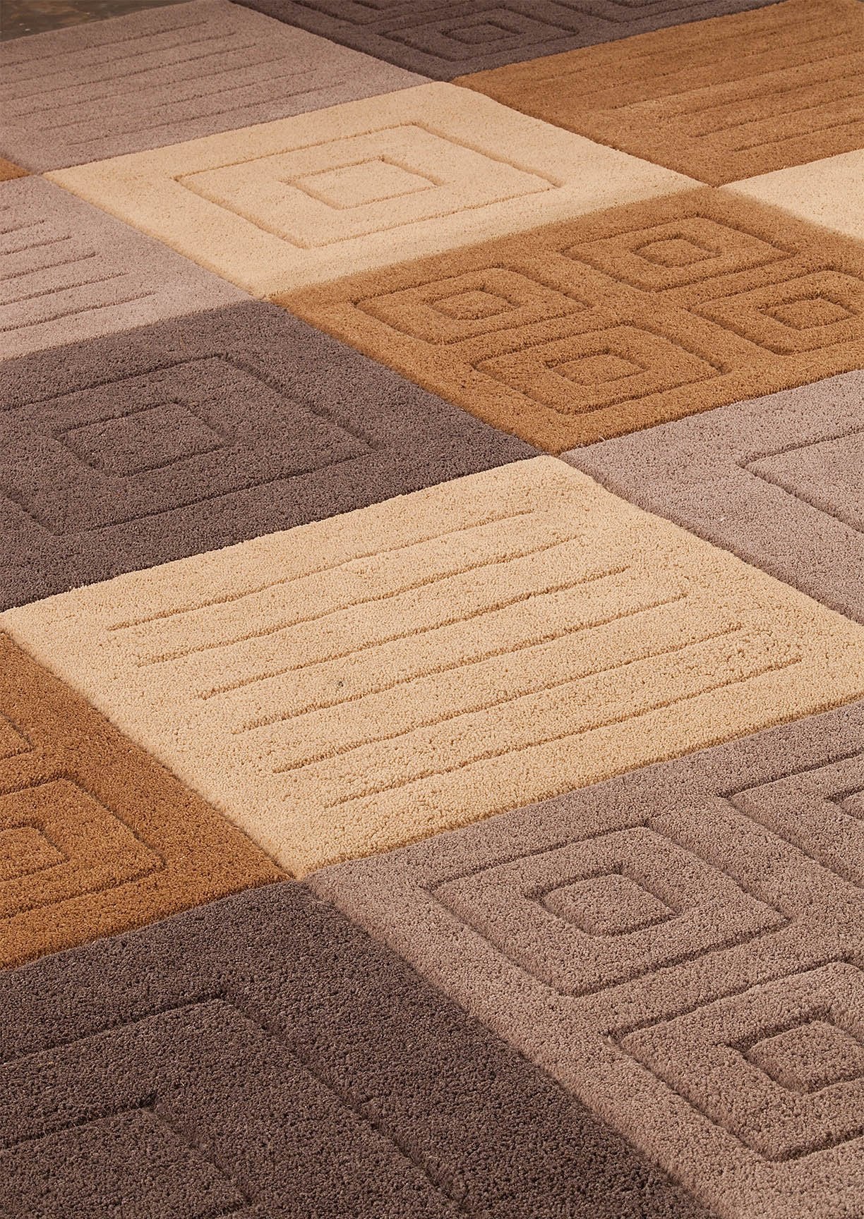 Geo Play Hand Tufted Catena Cuadro Grey/Beige Area Rug Carpet