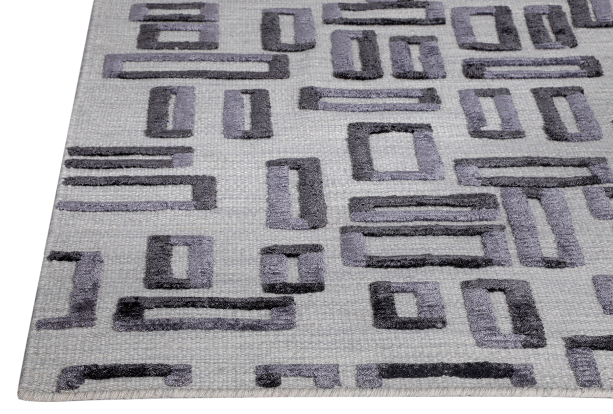 Hand Woven Contemporary Geo Fermont Grey Area Rug