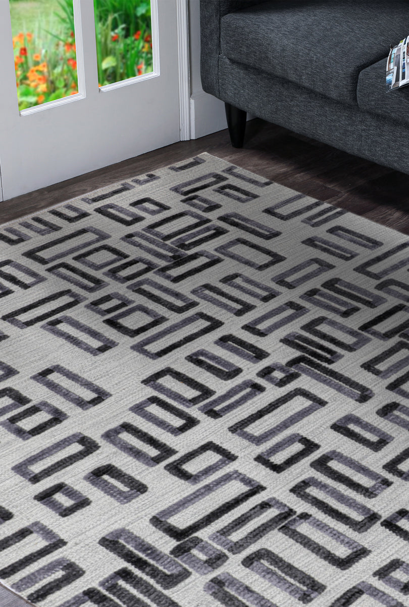 Hand Woven Contemporary Geo Fermont Grey Area Rug
