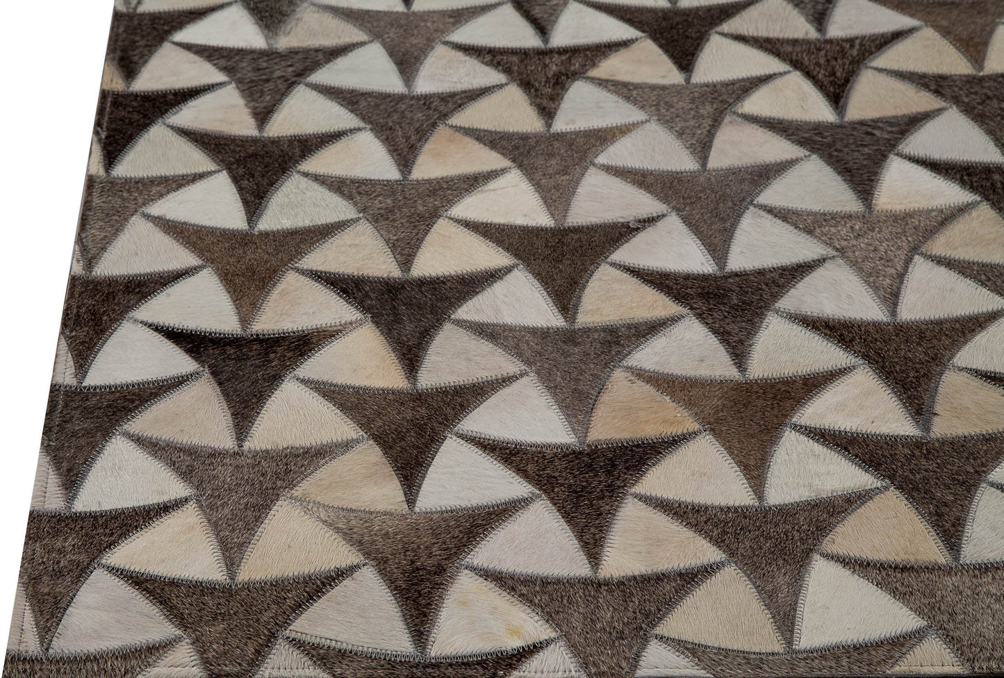 Luxury Geometric Contemporary Handmade Leather Gau Heka Grey Area Rug Carpet