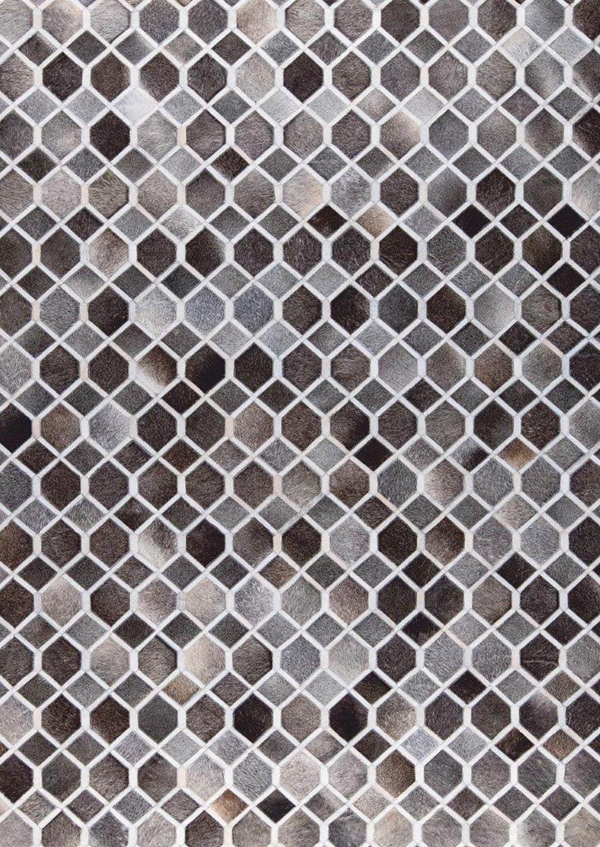 Luxury Geometric Contemporary Handmade Leather Gau Chess Beige/BrownArea Rug Carpet
