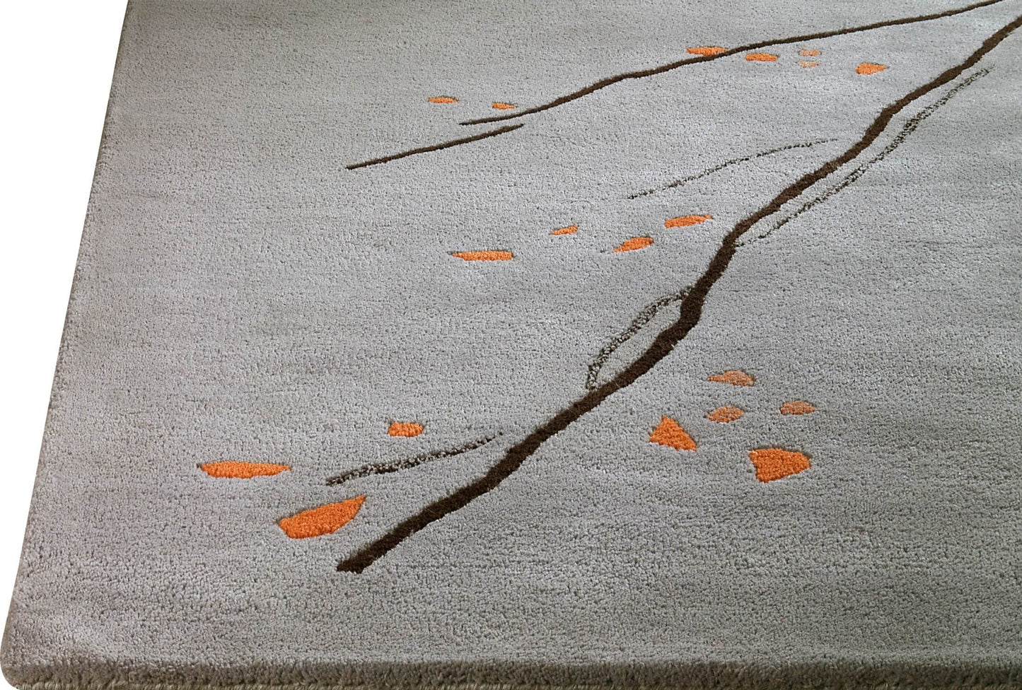 Hand-Tufted Abstract Floral Drawing Vinson Inari Grey/Orange Area Rug Carpet