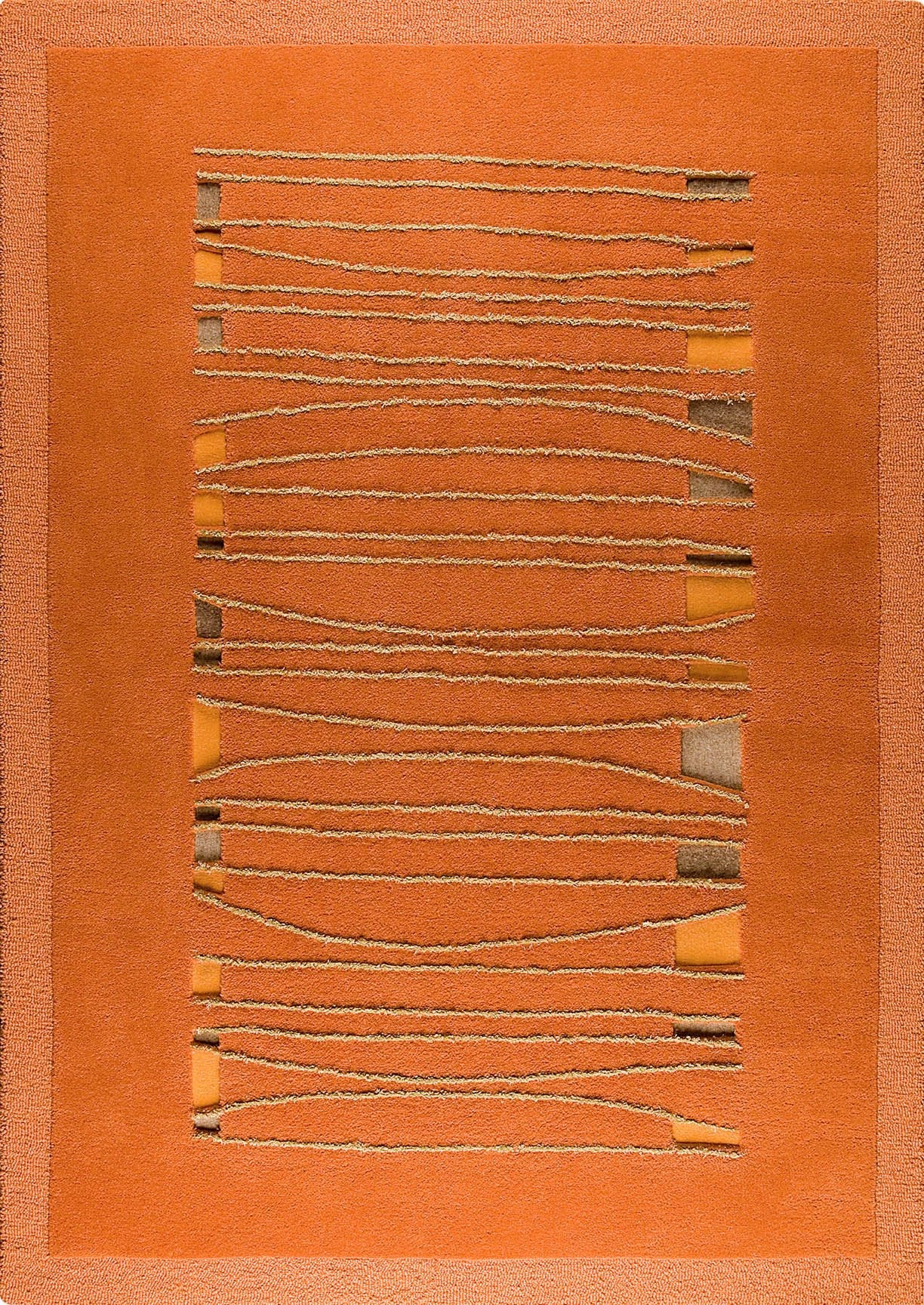 Contemporary Abstract Hand Tufted Blanc Jamaica Orange Area Rug Carpet