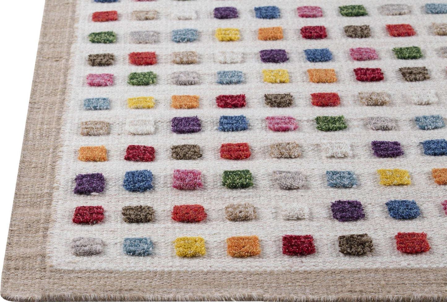Hand-Woven High Low Geometric Border Khema1 Brown/Multi Area Rug Carpet