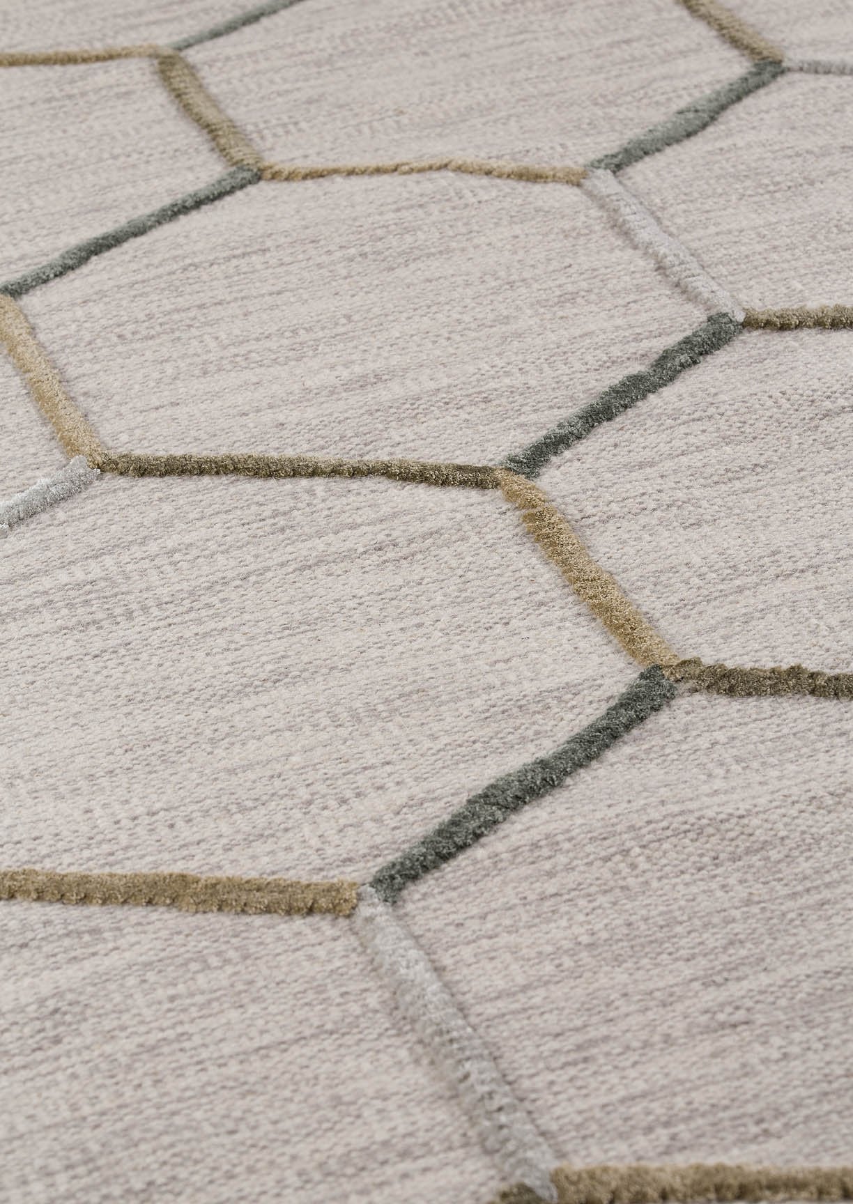 Hand Woven High-Low Geometric Kea Khema2 Grey Area Rug Carpet