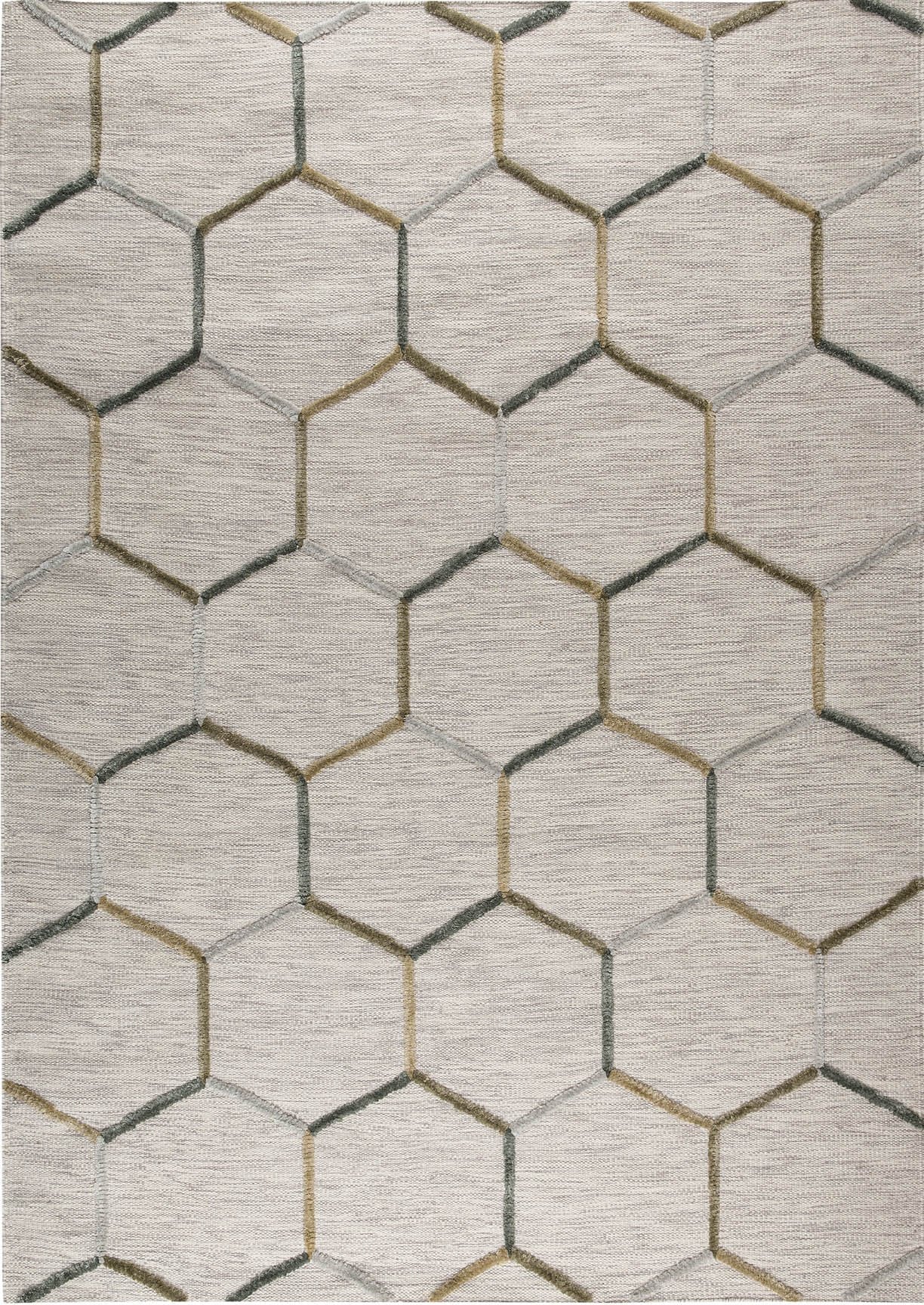 Hand Woven High-Low Geometric Kea Khema2 Grey Area Rug Carpet
