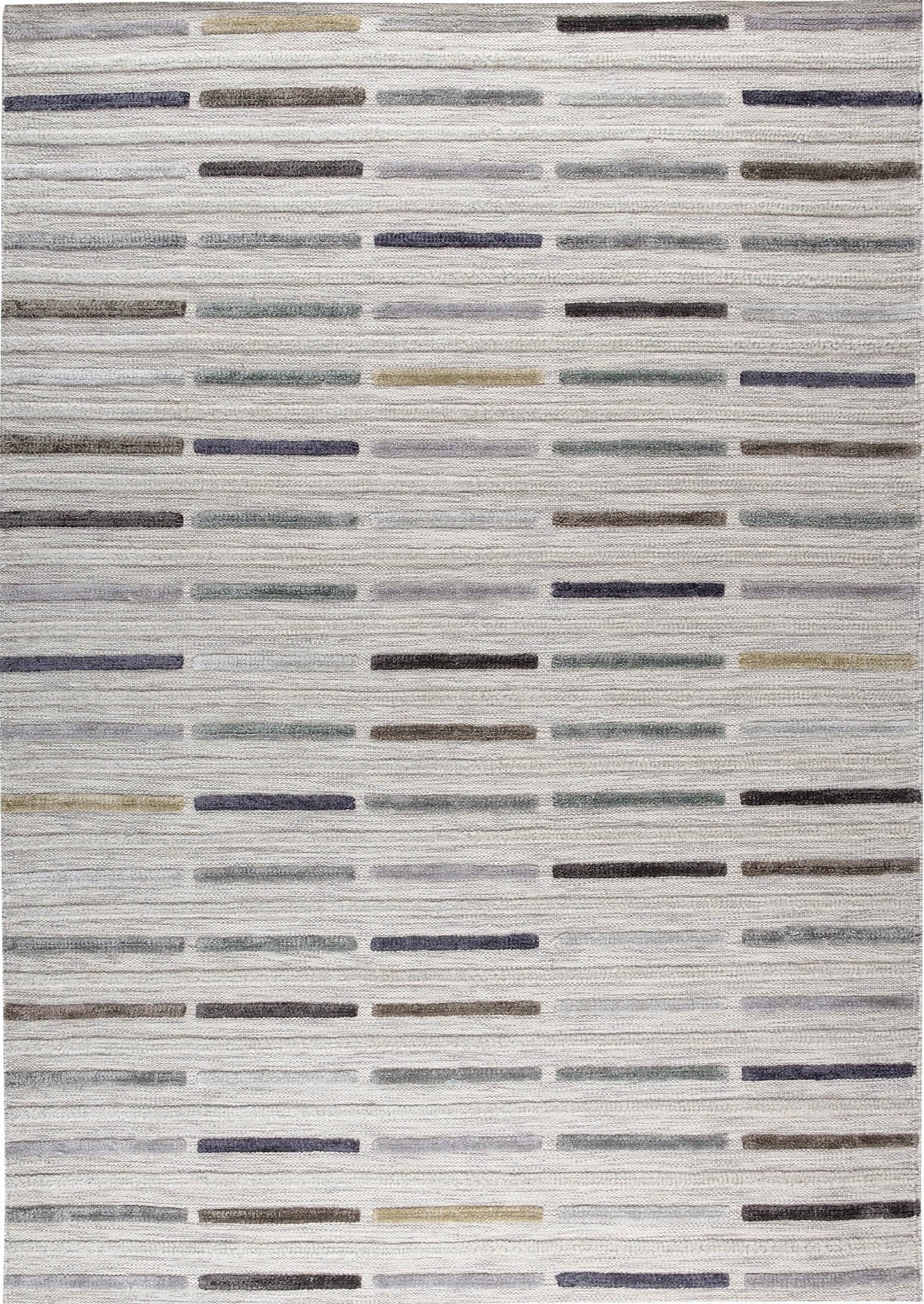 Hand Woven Playful High-Low Line Kea Khema 5 Grey Area Rug Carpet