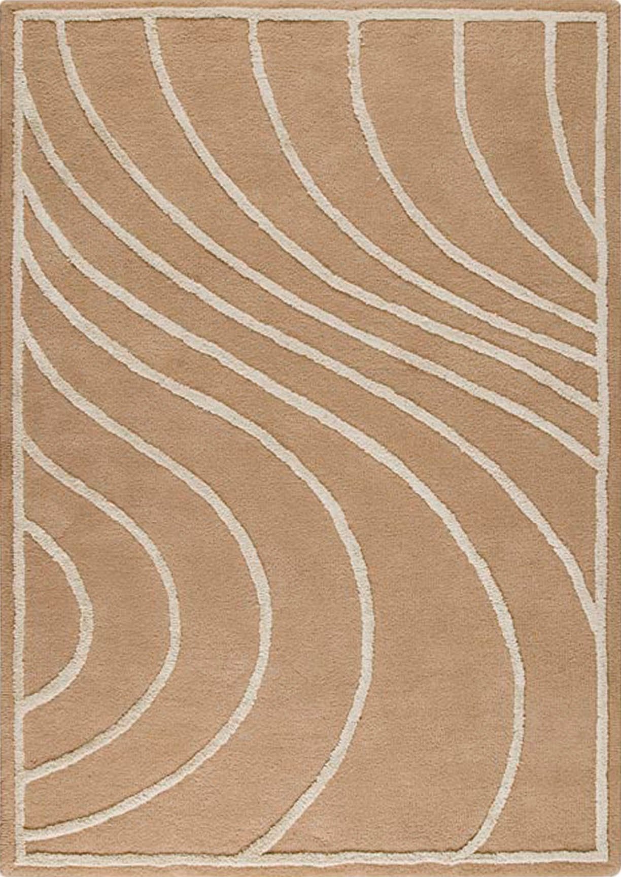 Contemporary Abstract Wave Look Blanc Lake Placid Cream Area Rug Carpet