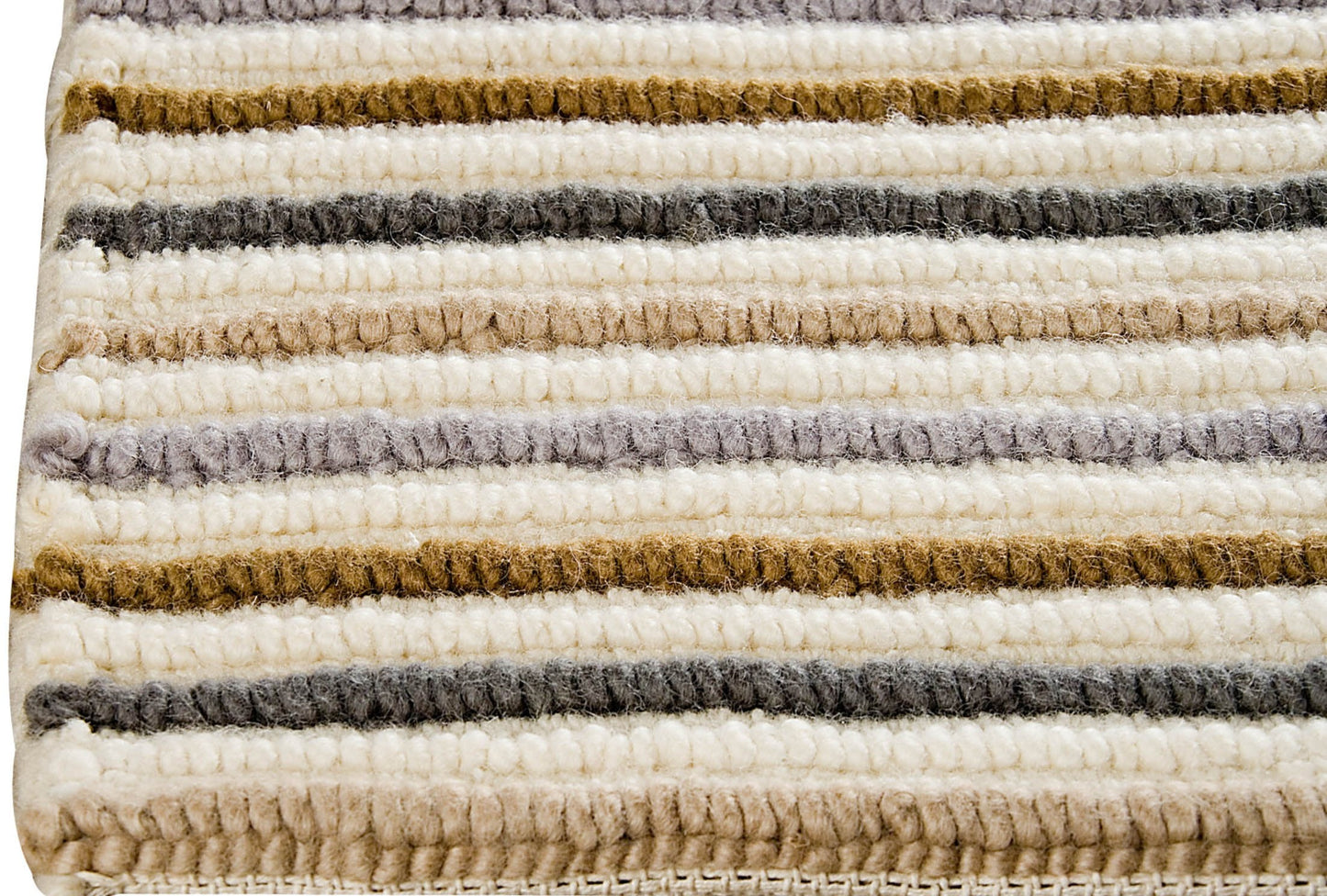 Hand Knotted Pico Manchester Striped Contemporary Natural/Multi Area Rug Carpet