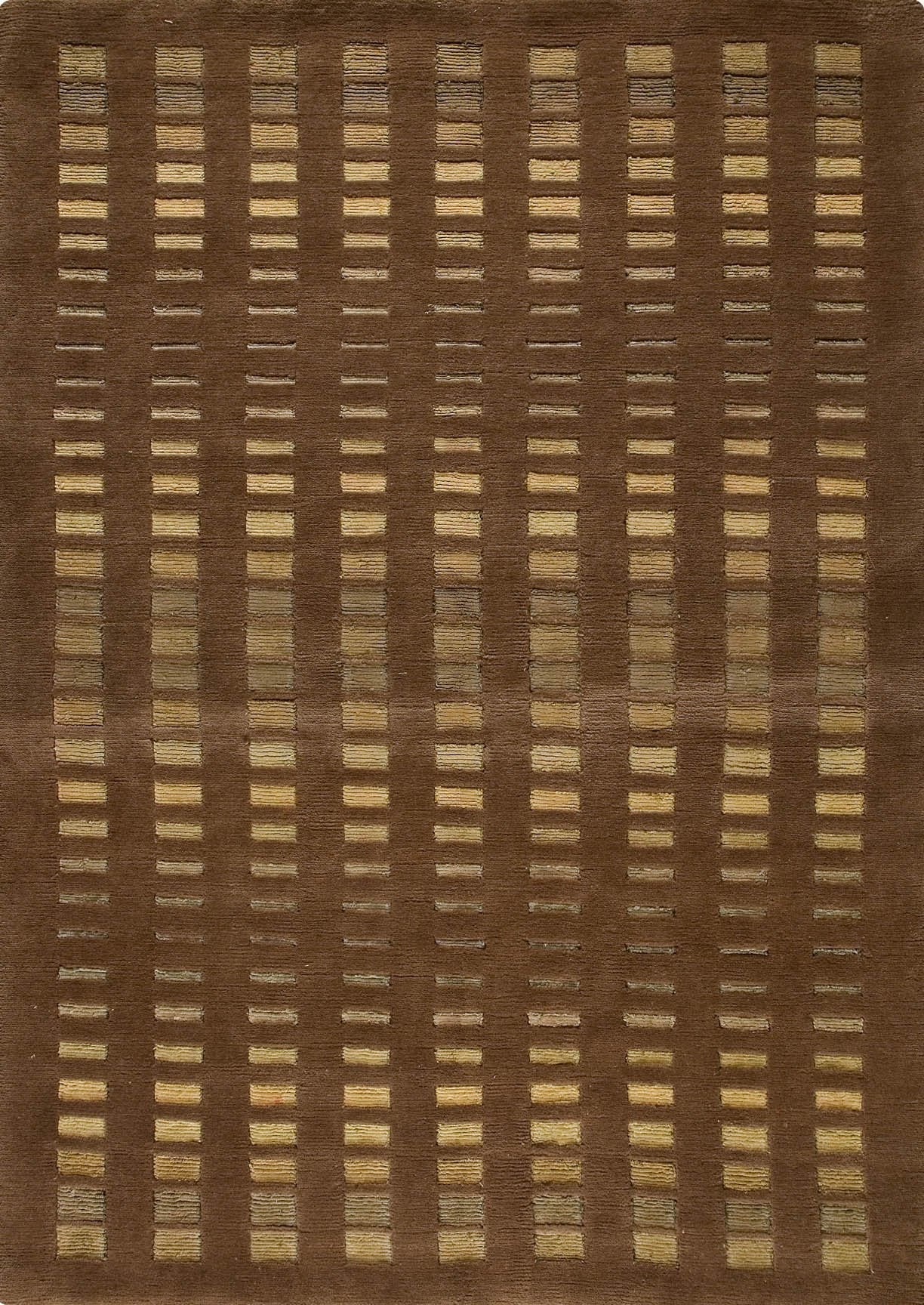 Hand Knotted Pico Merano Geo Box Contemporary Brown Area Rug Carpet