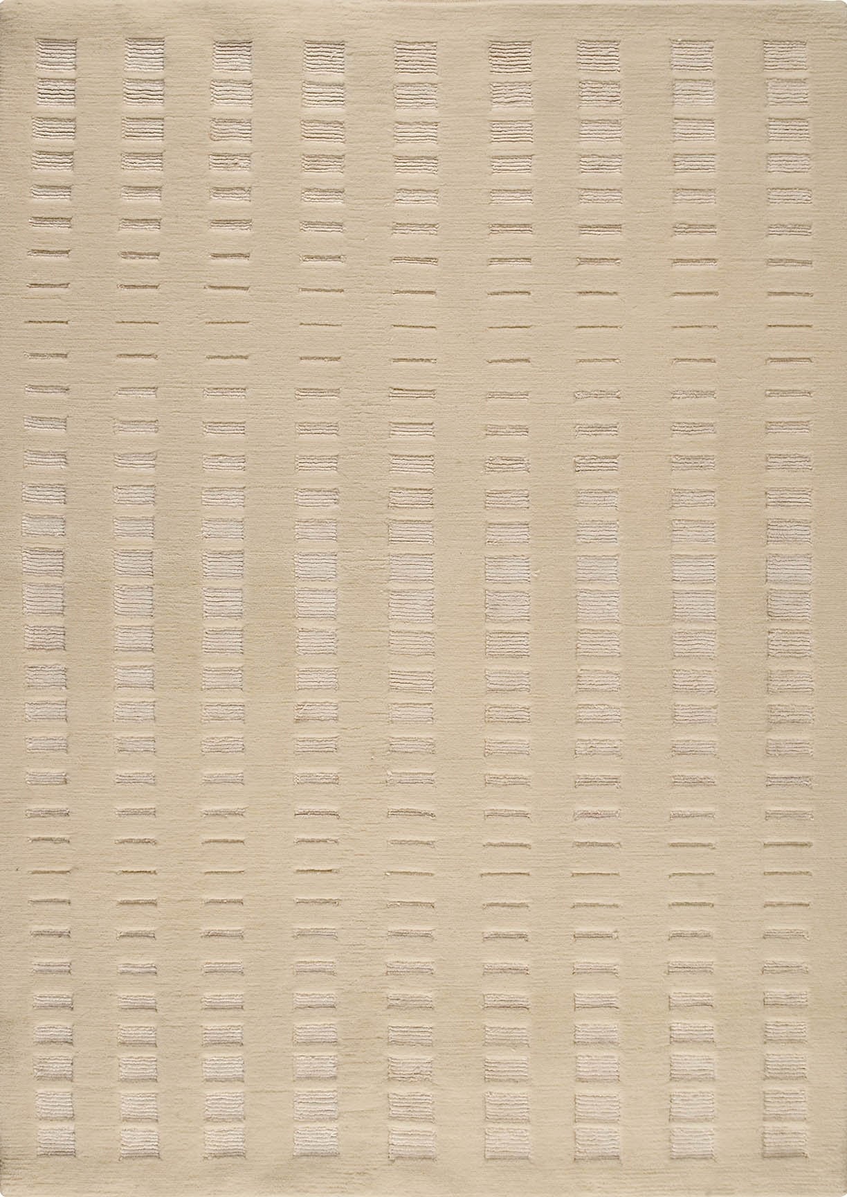 Hand Knotted Pico Merano Geo Box Contemporary White Area Rug Carpet