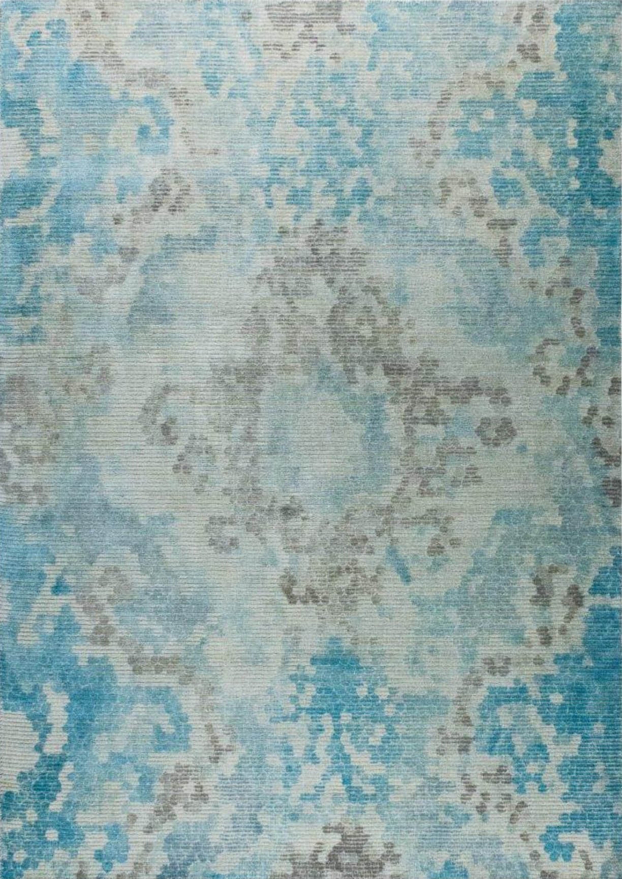 Modern Contemporary Medallion Shah Omaha Blue/Beige Area Rug Carpet