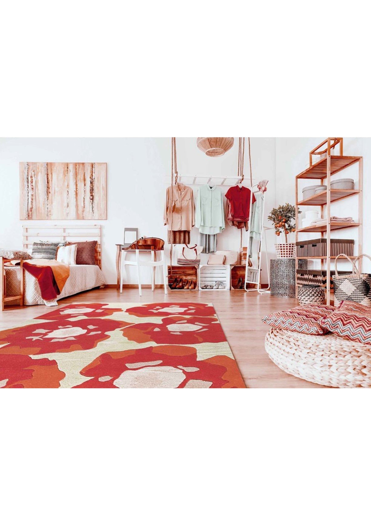 Hand Tufted Rug, Orange Rug, Area rug, living room for area rug, bedroom for area rug, Persian rug, cowhide rug, 5x7 rug, washable rug