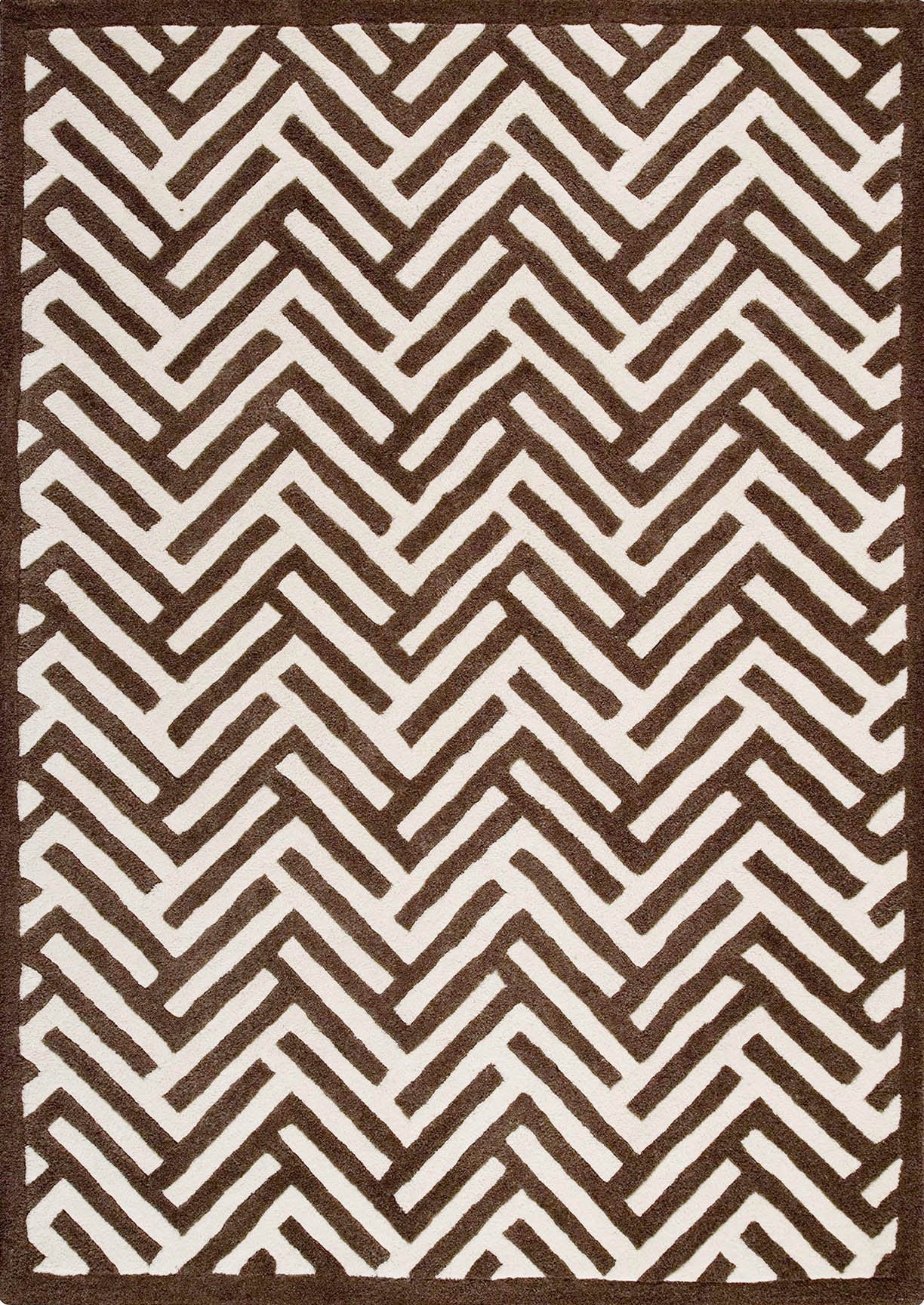Hand-Tufted Chevron Pattern Vinson Portland Brown Area Rug Carpet