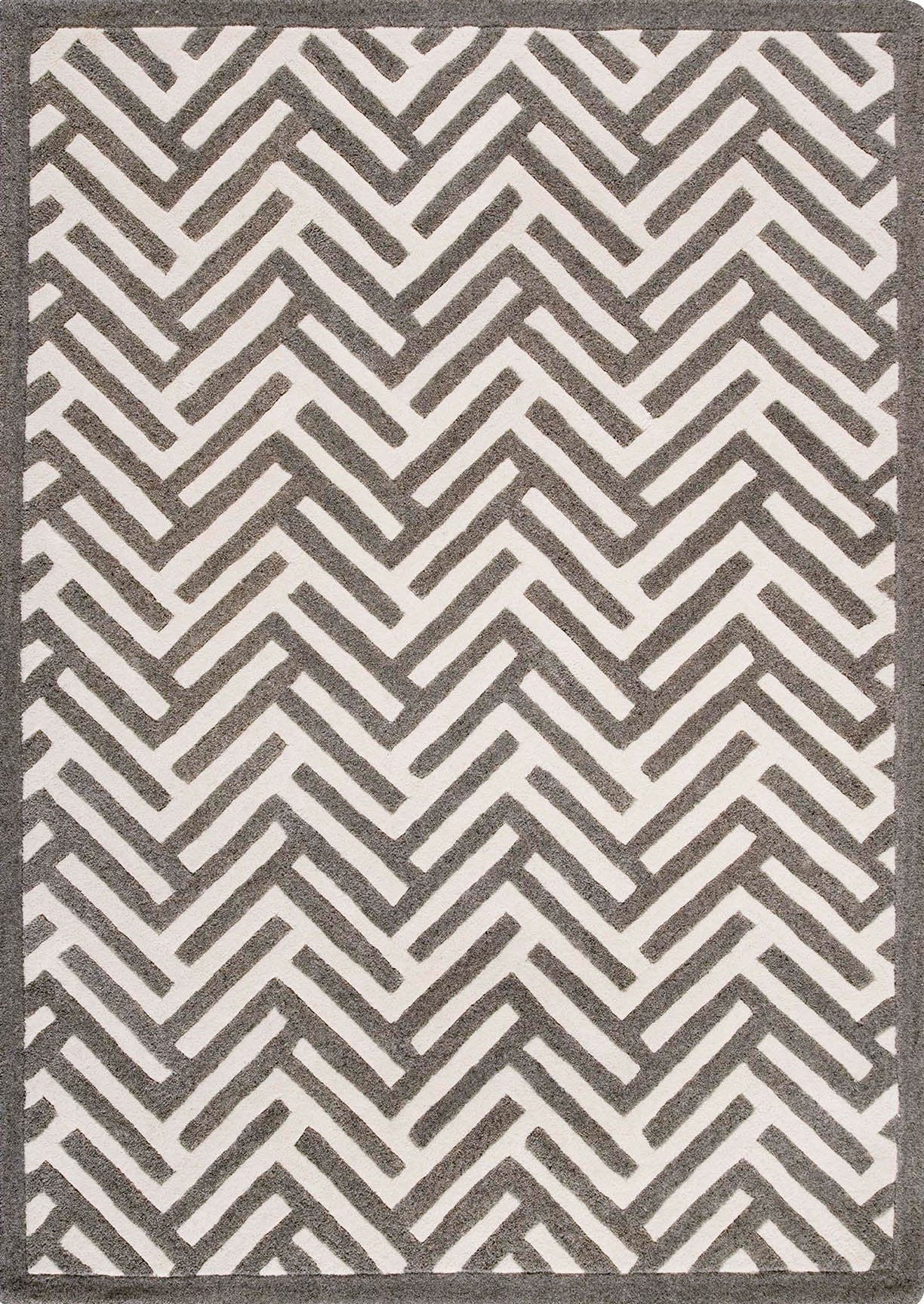 Hand-Tufted Chevron Pattern Vinson Portland Grey Area Rug Carpet