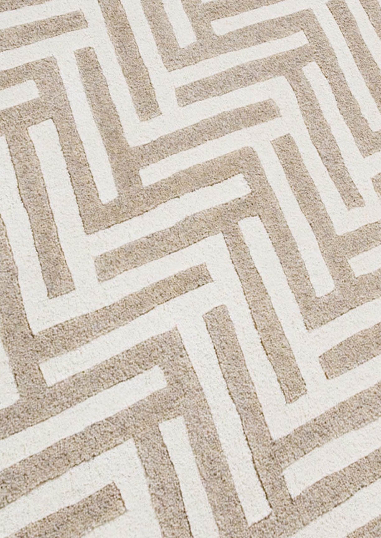 Hand-Tufted Chevron Pattern Vinson Portland White Area Rug Carpet