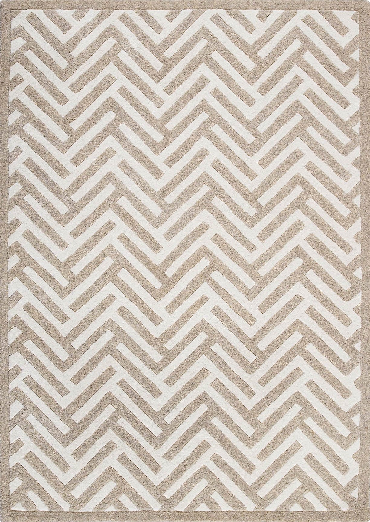 Hand-Tufted Chevron Pattern Vinson Portland White Area Rug Carpet