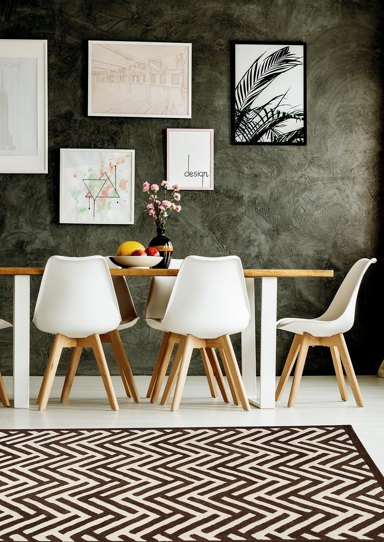Hand-Tufted Chevron Pattern Vinson Portland Brown Area Rug Carpet