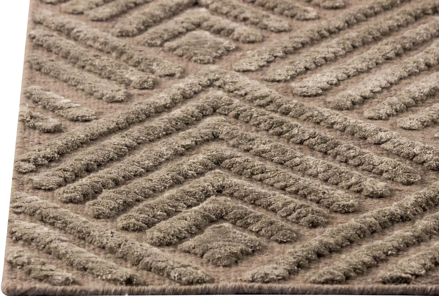Hand Woven Contemporary Stylized Leaf Motif Look Wako Salem Taupe Area Rug Carpet