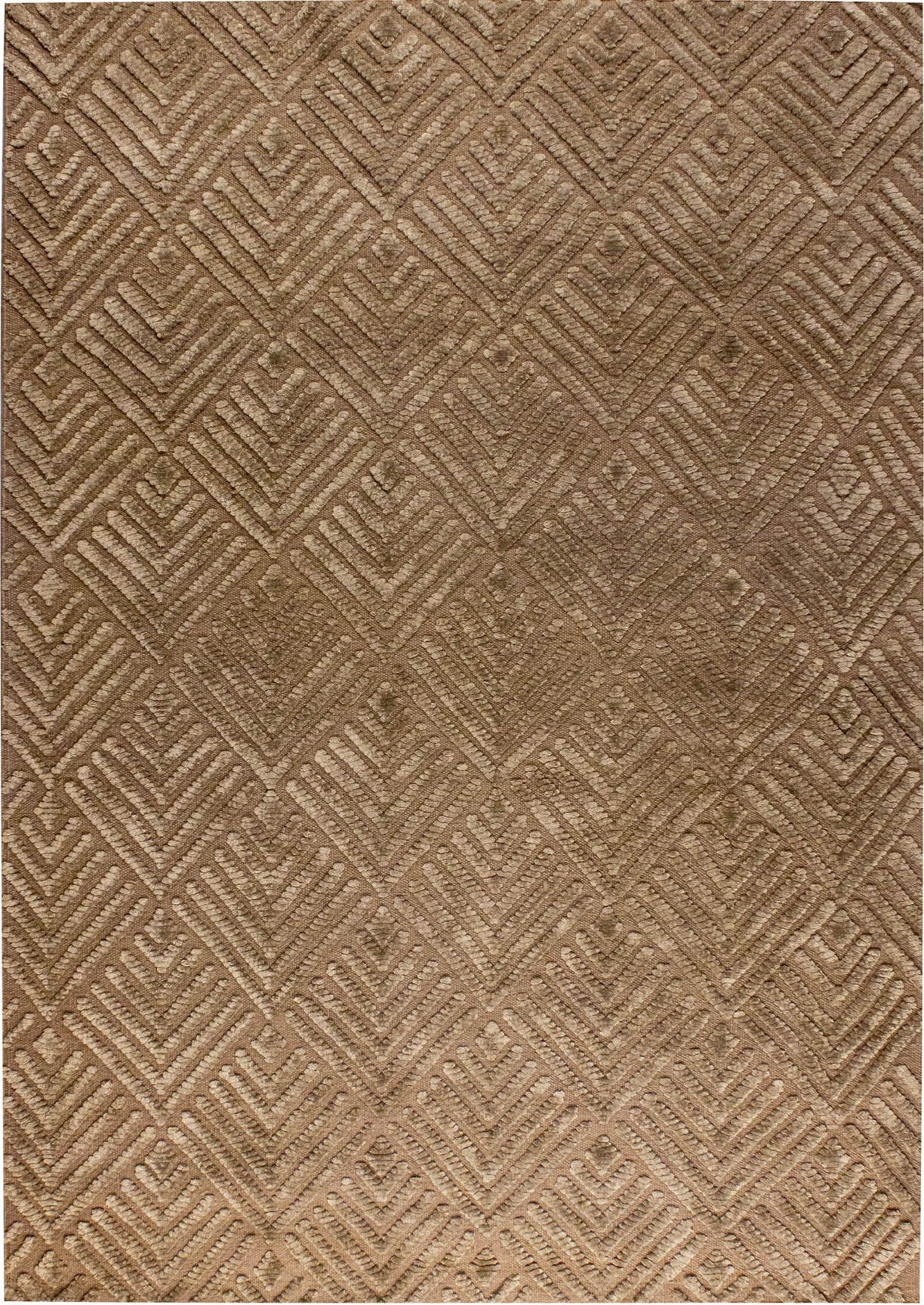 Hand Woven Contemporary Stylized Leaf Motif Look Wako Salem Taupe Area Rug Carpet