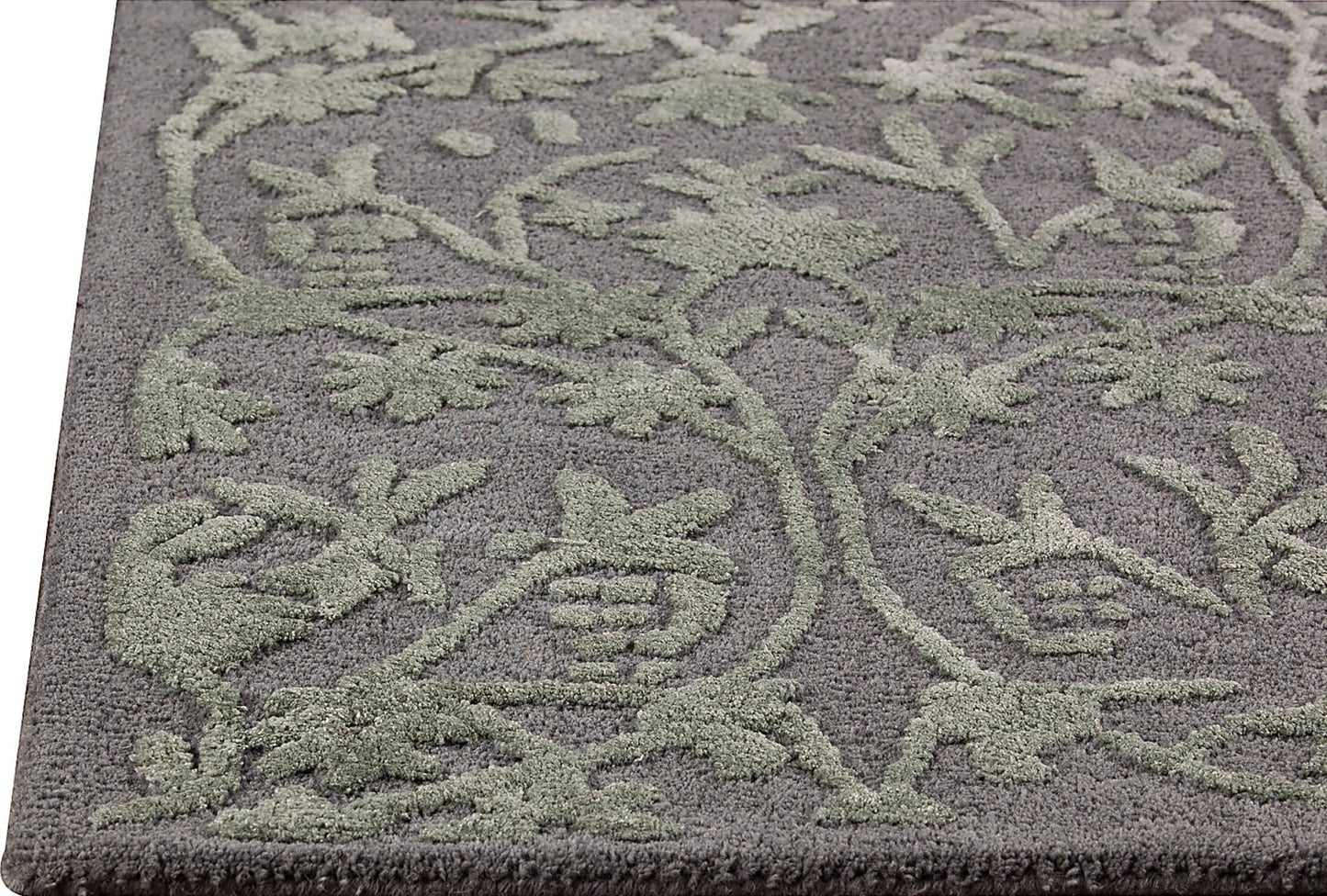 Transitional Floral Hand Tufted Blanc Santoor Grey Area Rug Carpet
