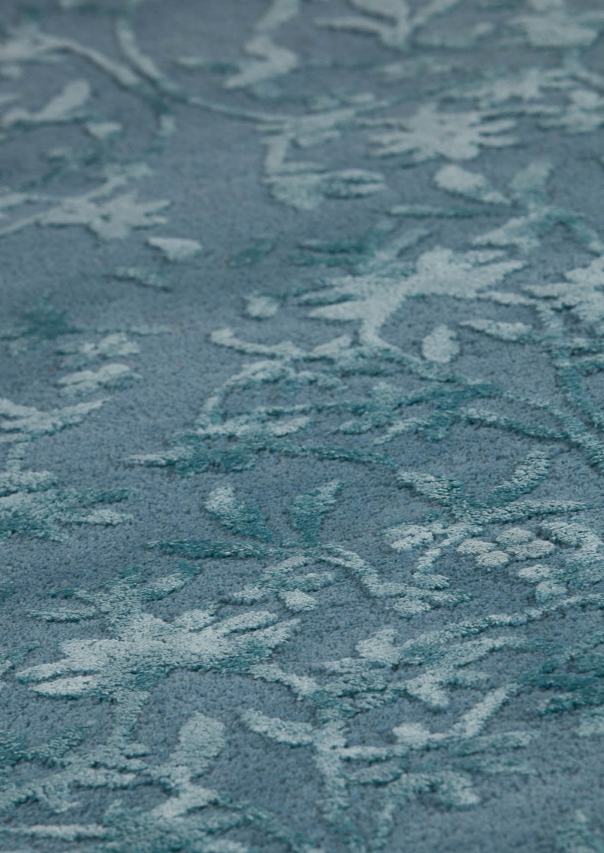Transitional Floral Hand Tufted Blanc Santoor Turquoise Area Rug Carpet