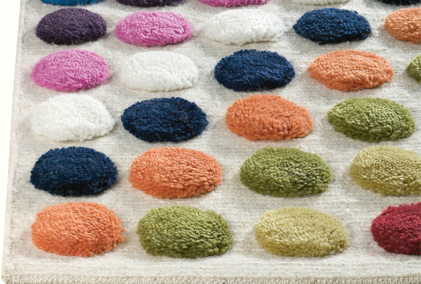Hand-Knotted Pico Smarties Geometric Contemporary White/Multi Area Rug Carpet