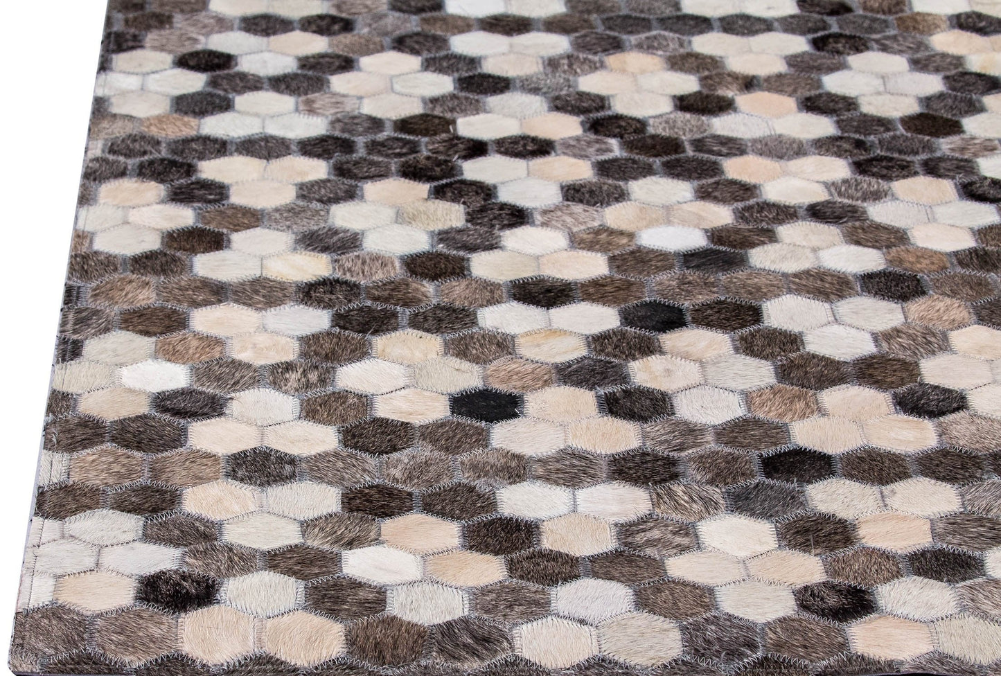 Luxury Geometric Contemporary Handmade Leather Gau Star Grey/White Area Rug Carpet