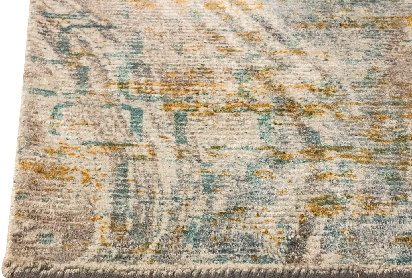 Contemporary Modern Abstract Shah Torrance Aqua/Orange Area Rug Carpet