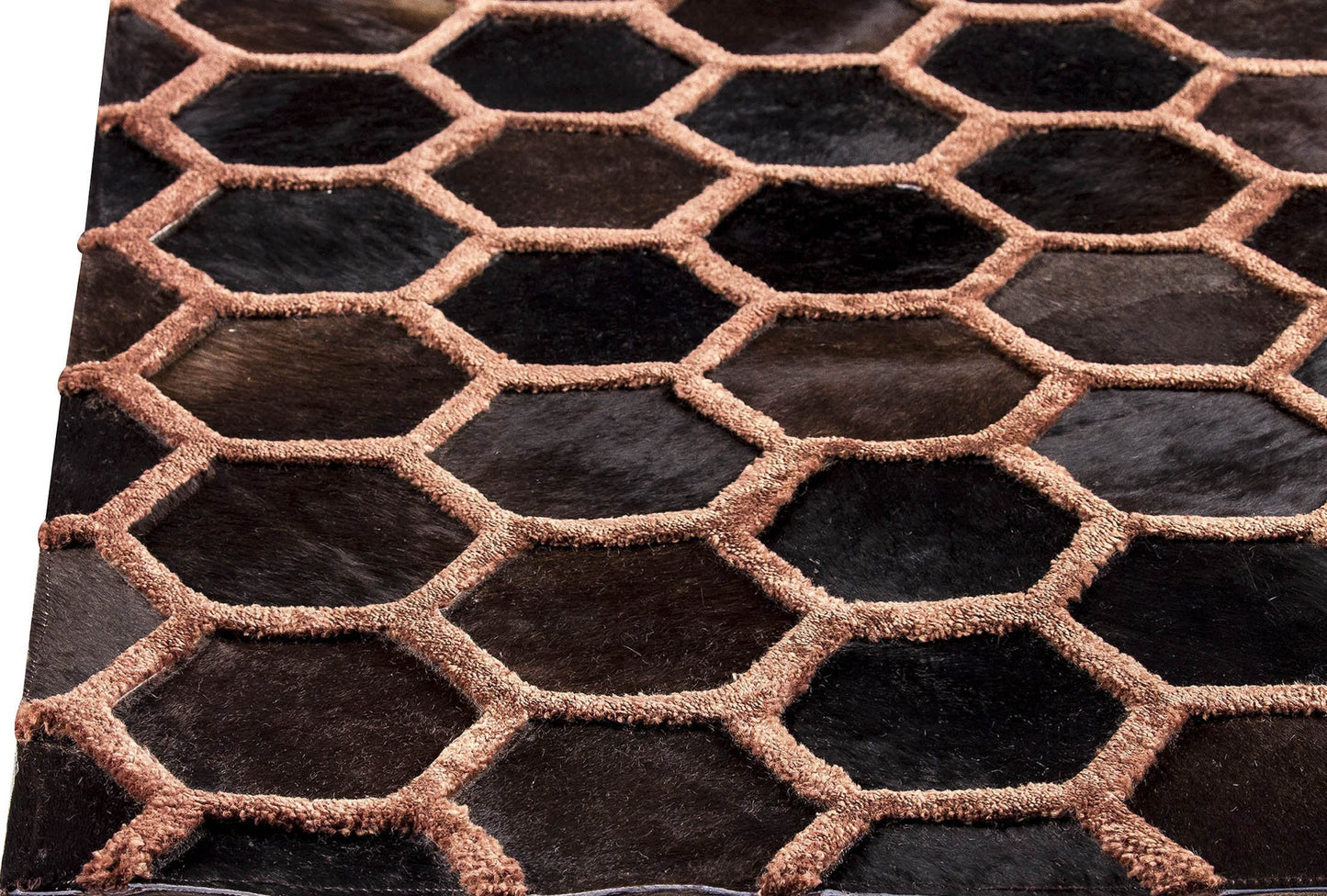 Luxury Geometric Contemporary Leather Handmade Tufted Rio Vega Beige/Brown Area Rug Carpet