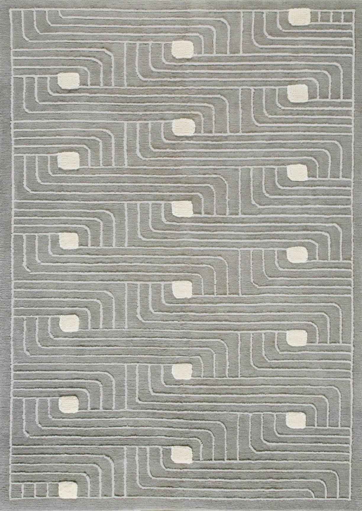 Hand Knotted Pico Verona Geometric Contemporary Grey Area Rug Carpet
