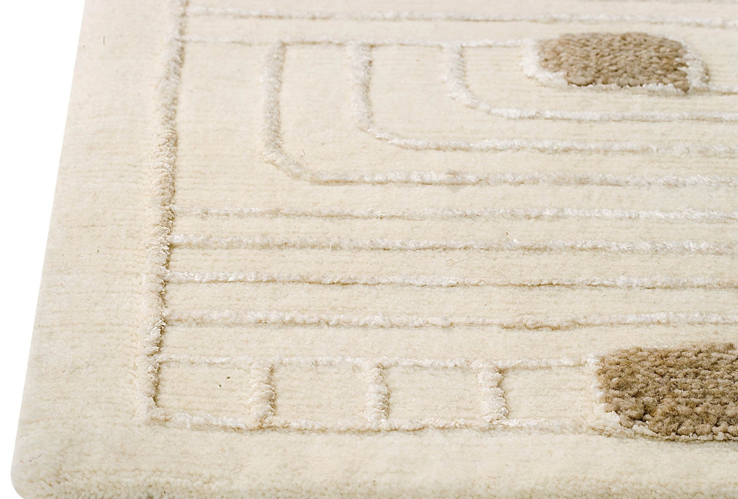 Hand Knotted Pico Verona Geometric Contemporary White Area Rug Carpet